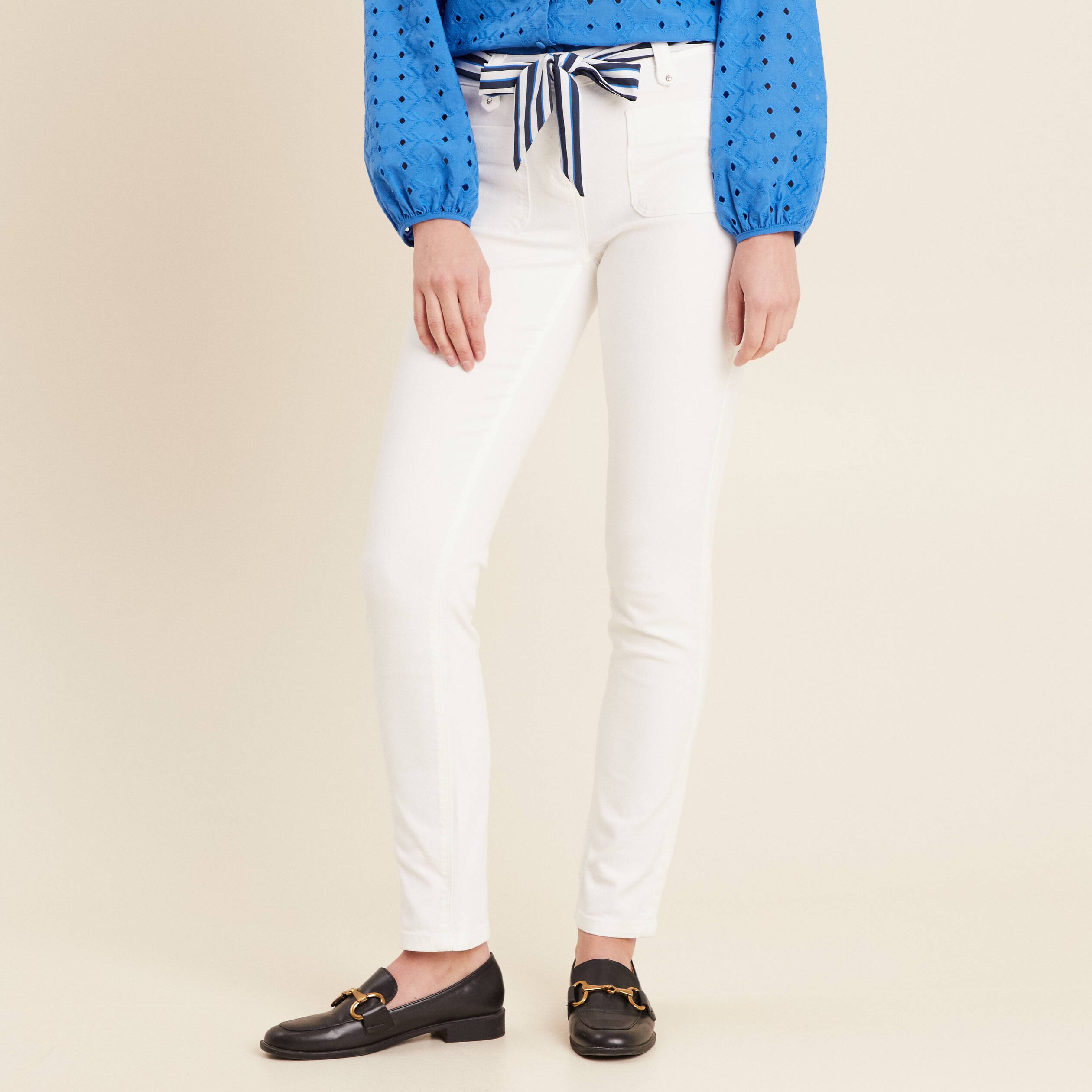jean ajuste taille basculee ecru femme Jean ajusté taille basculée ecru femme