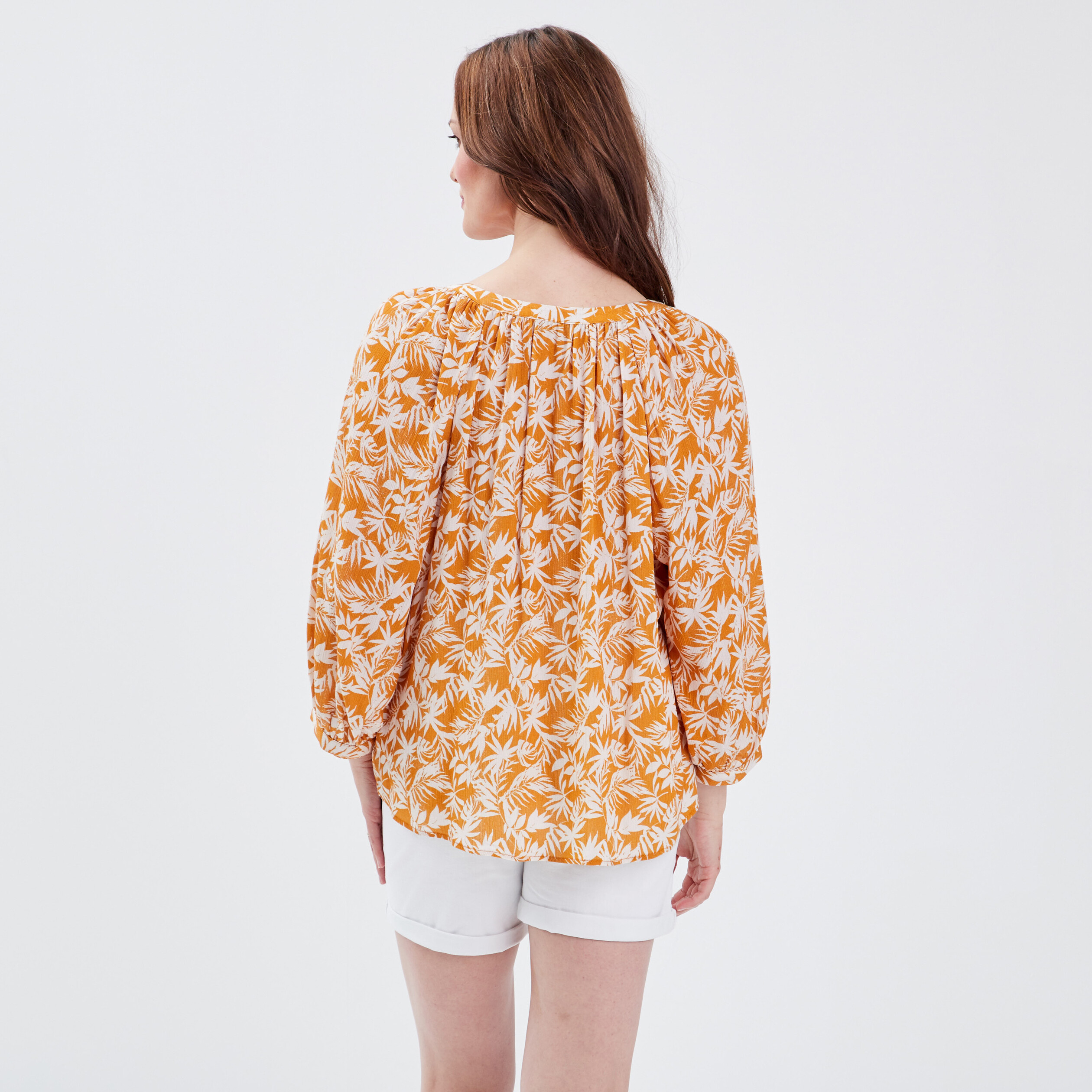 blouse manches 34 jaune femme Blouse manches 3/4 jaune femme