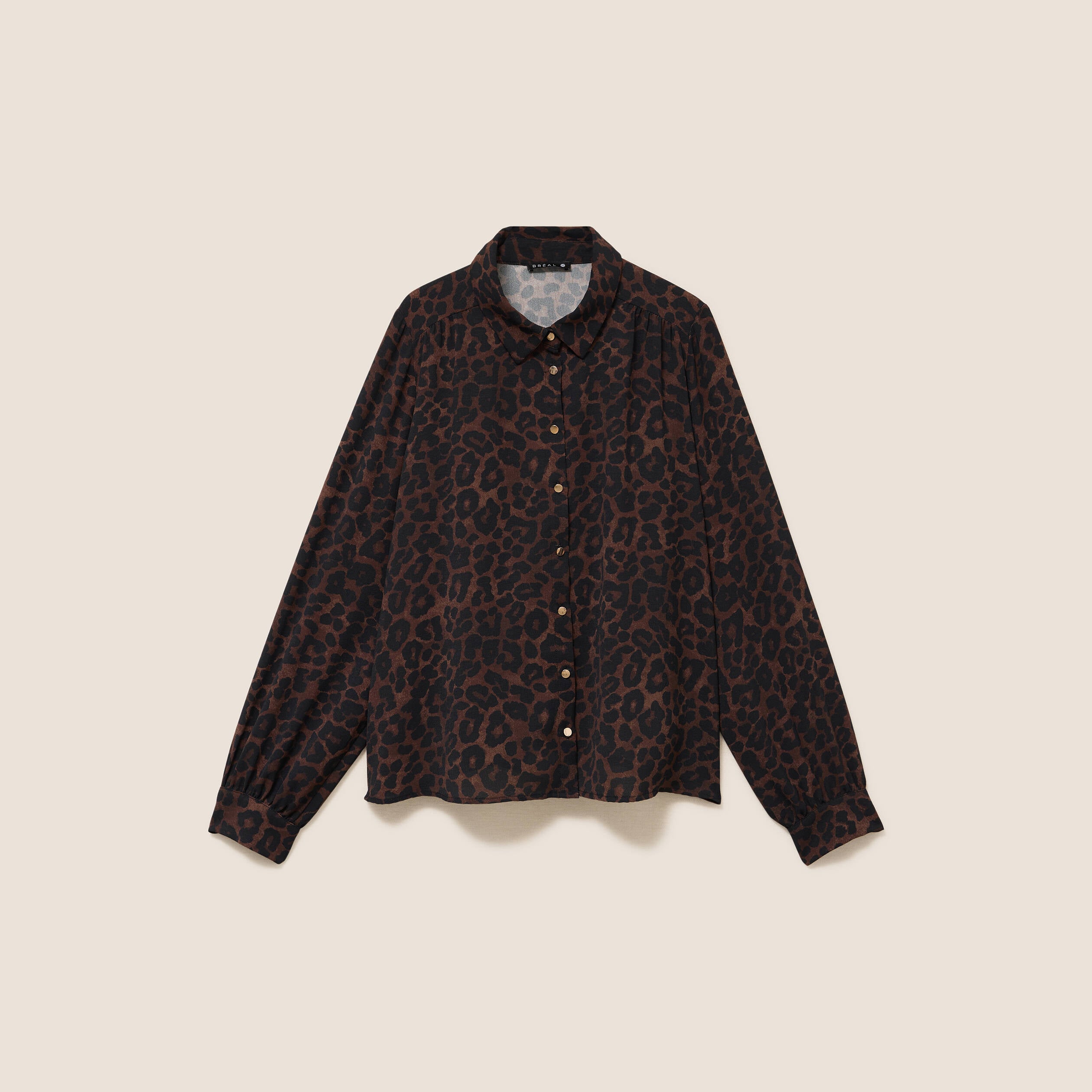 Chemise col chemise manches longues marron femme
