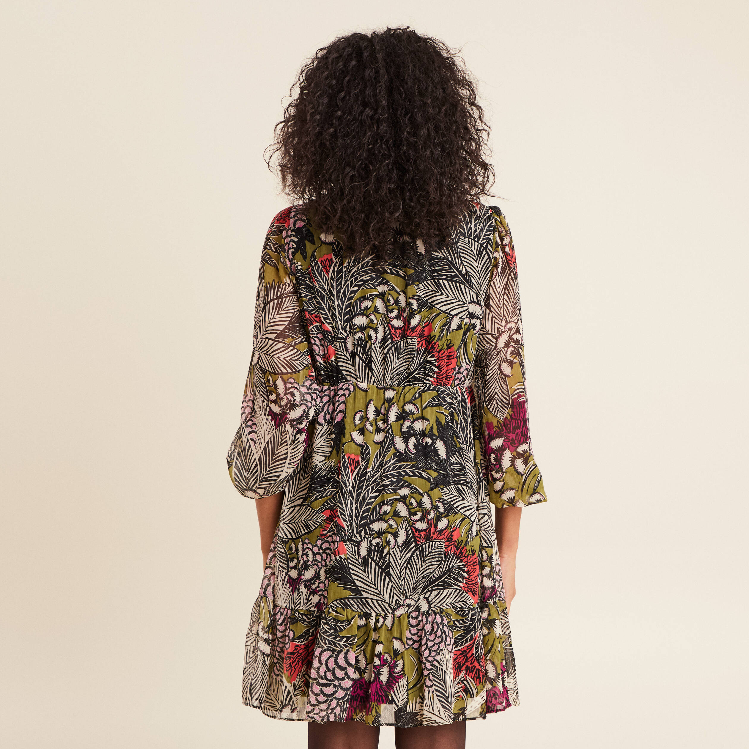Robe évasée fluide vert femme