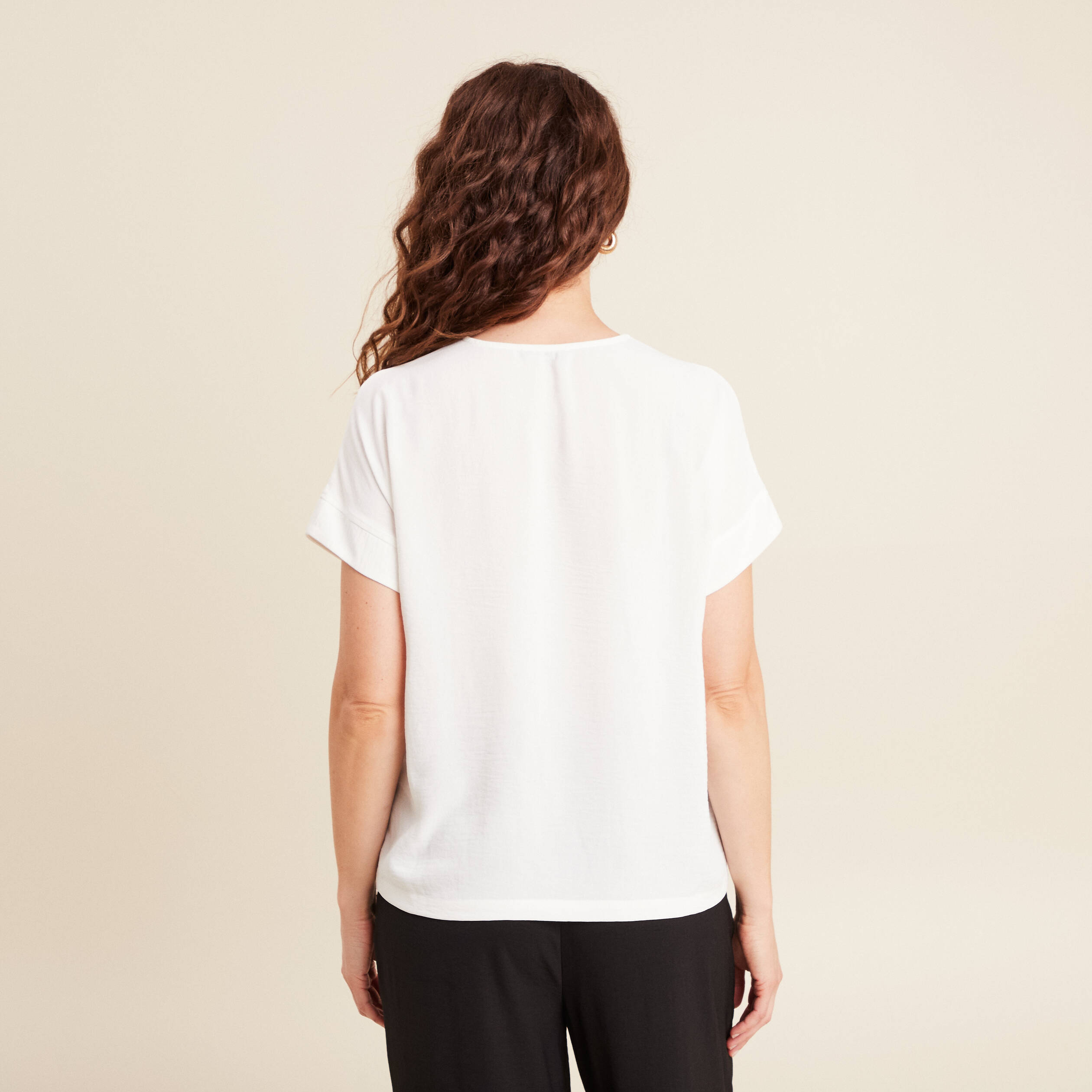 blouse fluide manches courtes ecru femme Blouse fluide manches courtes ecru femme