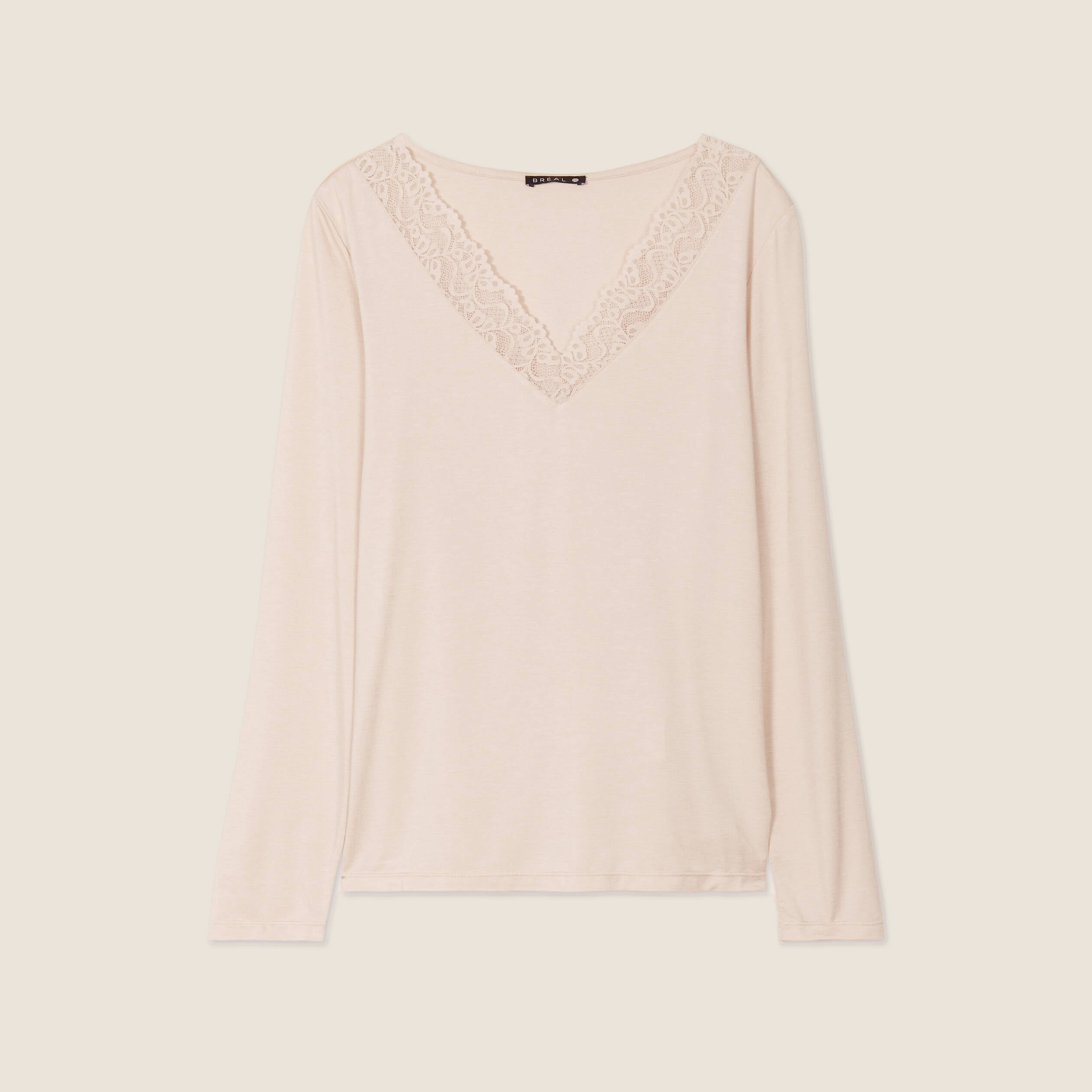 T-shirt thermo-douceur manches longues beige femme