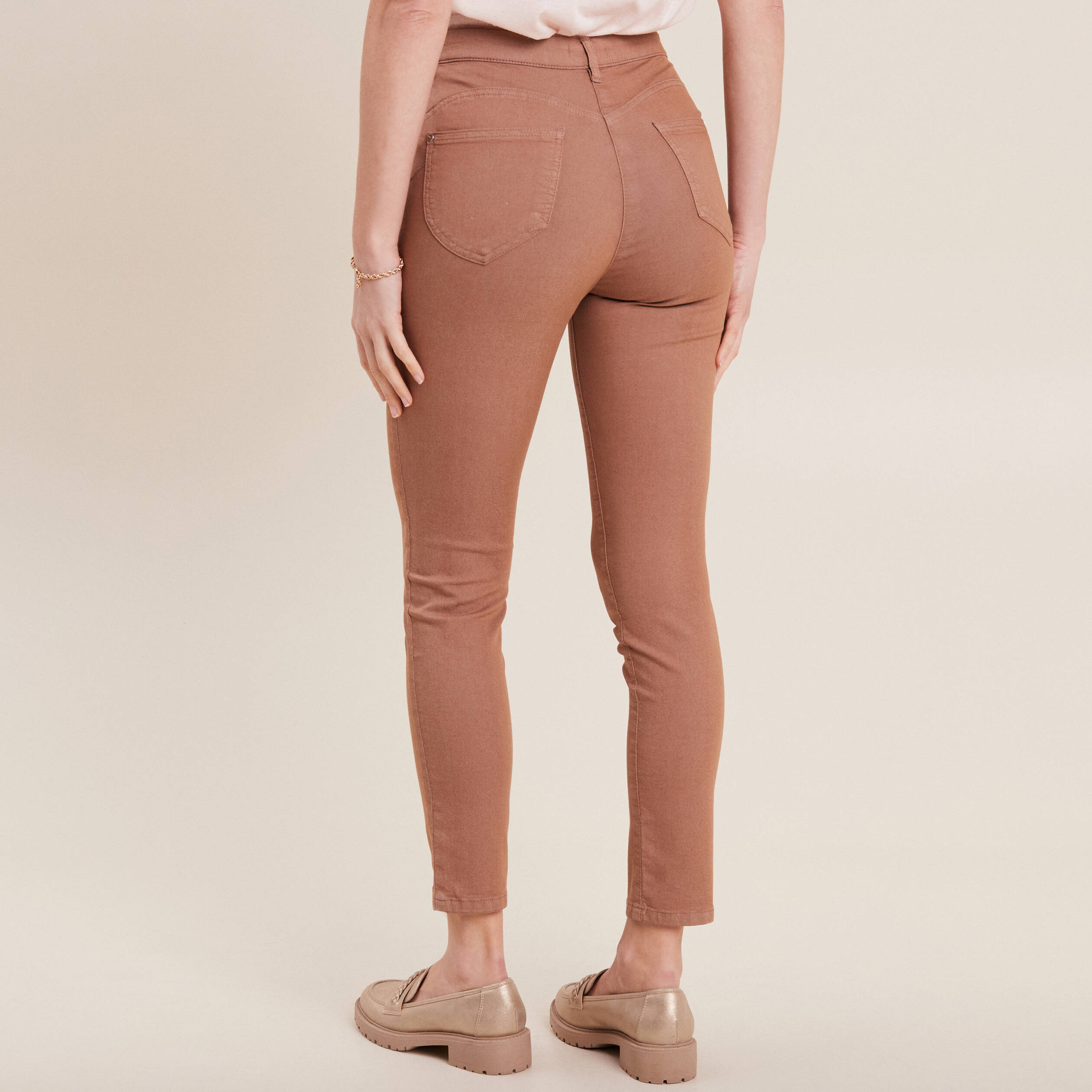 pantalon leger taille standard 78eme marron femme Pantalon léger taille standard 7/8ème marron femme