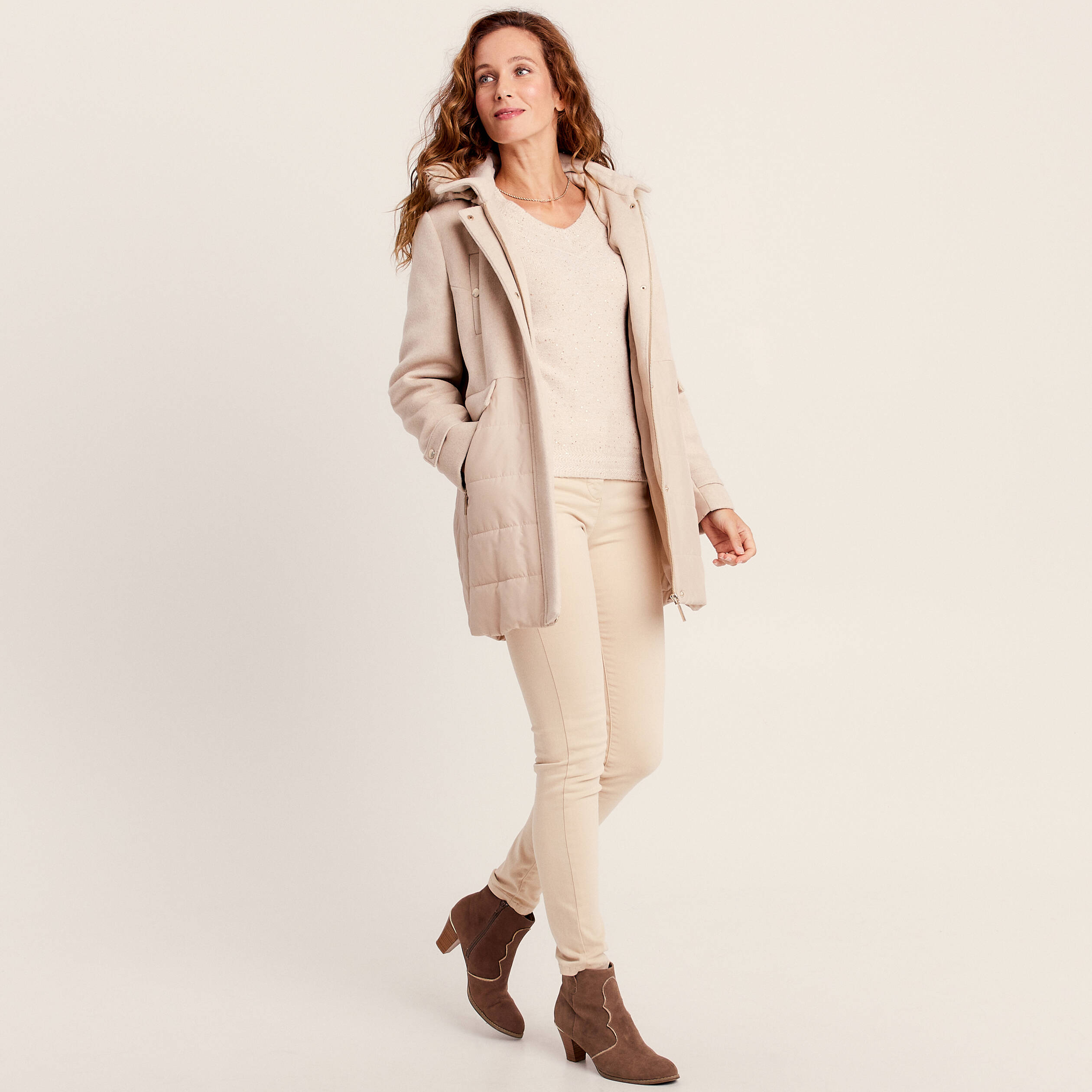 Pull manches longues couleur or femme