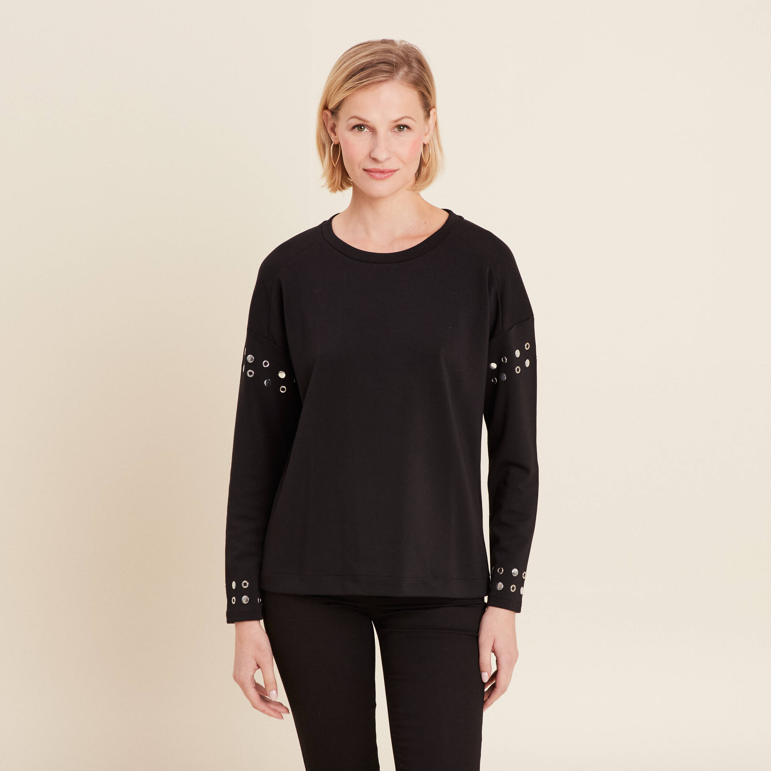 sweat manches longues clous noir femme Sweat manches longues clous noir femme