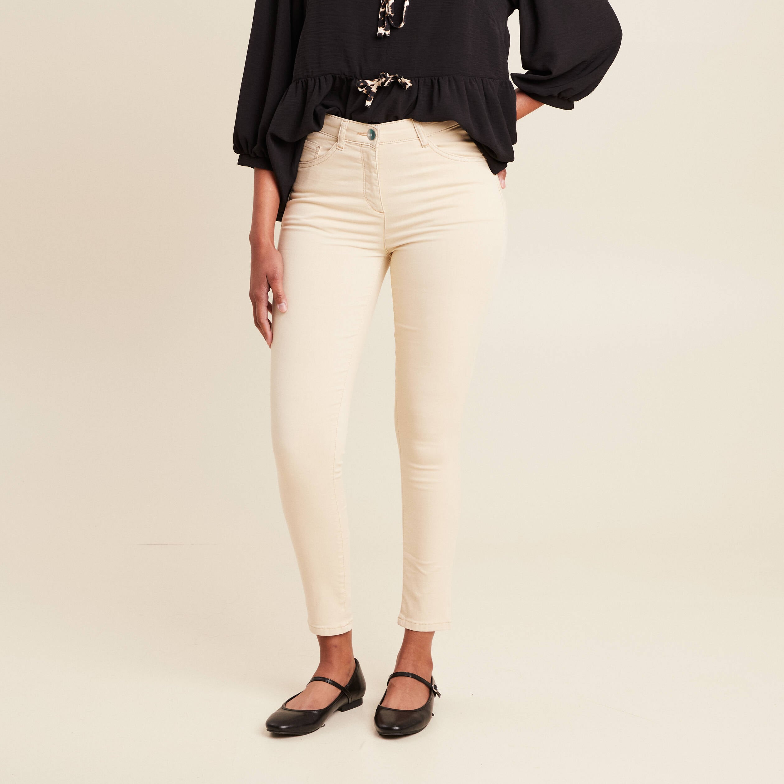 Pantalon magique Le L&eacute;ger coupe ajust&eacute;e ivoire femme