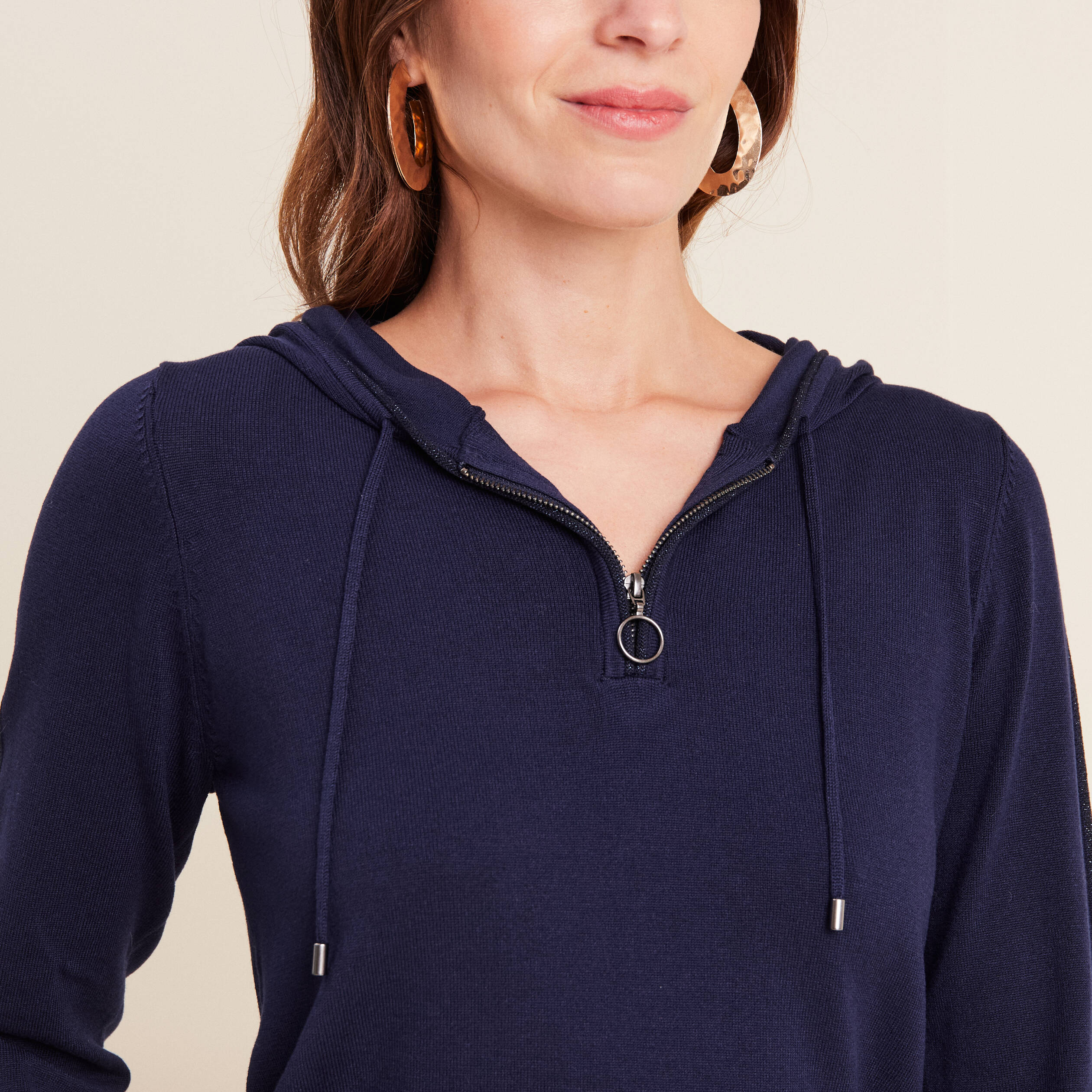 Pull manches longues bleu marine femme