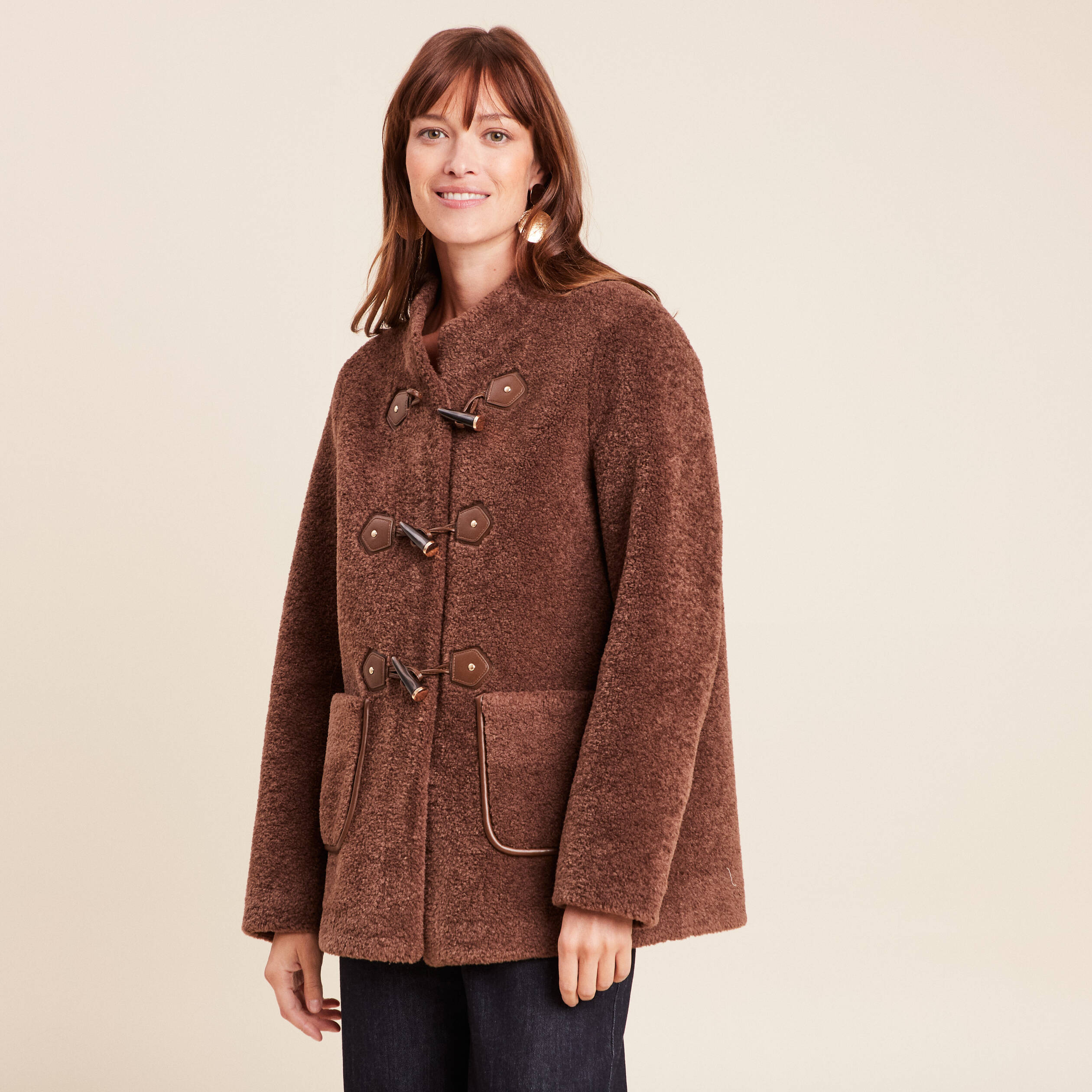 Manteau Femme Marron – Trench Taille M – Laine/Polyester (Très Bon état)