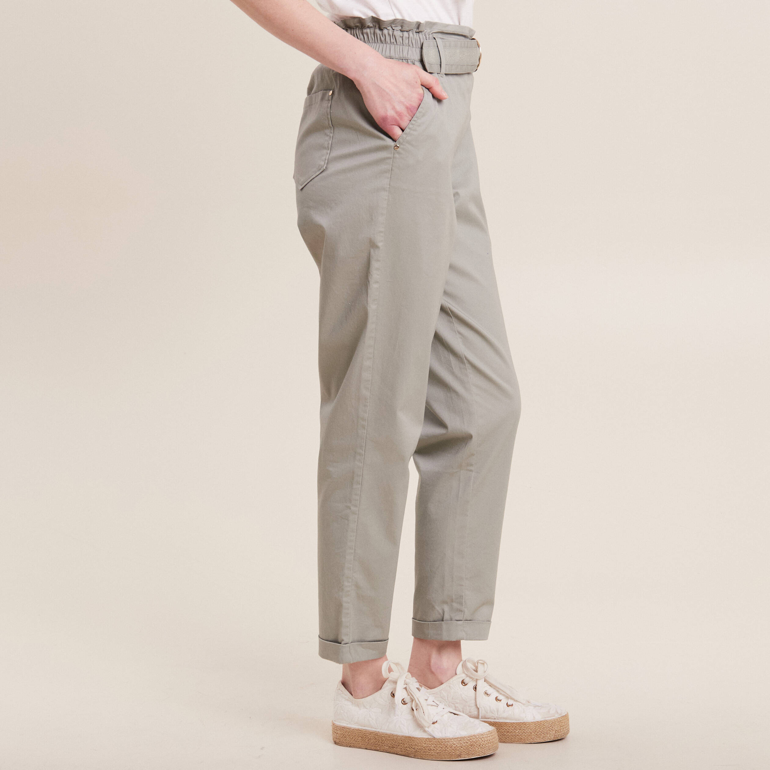 pantalon chino 78eme vert clair femme Pantalon chino 7/8ème vert clair femme