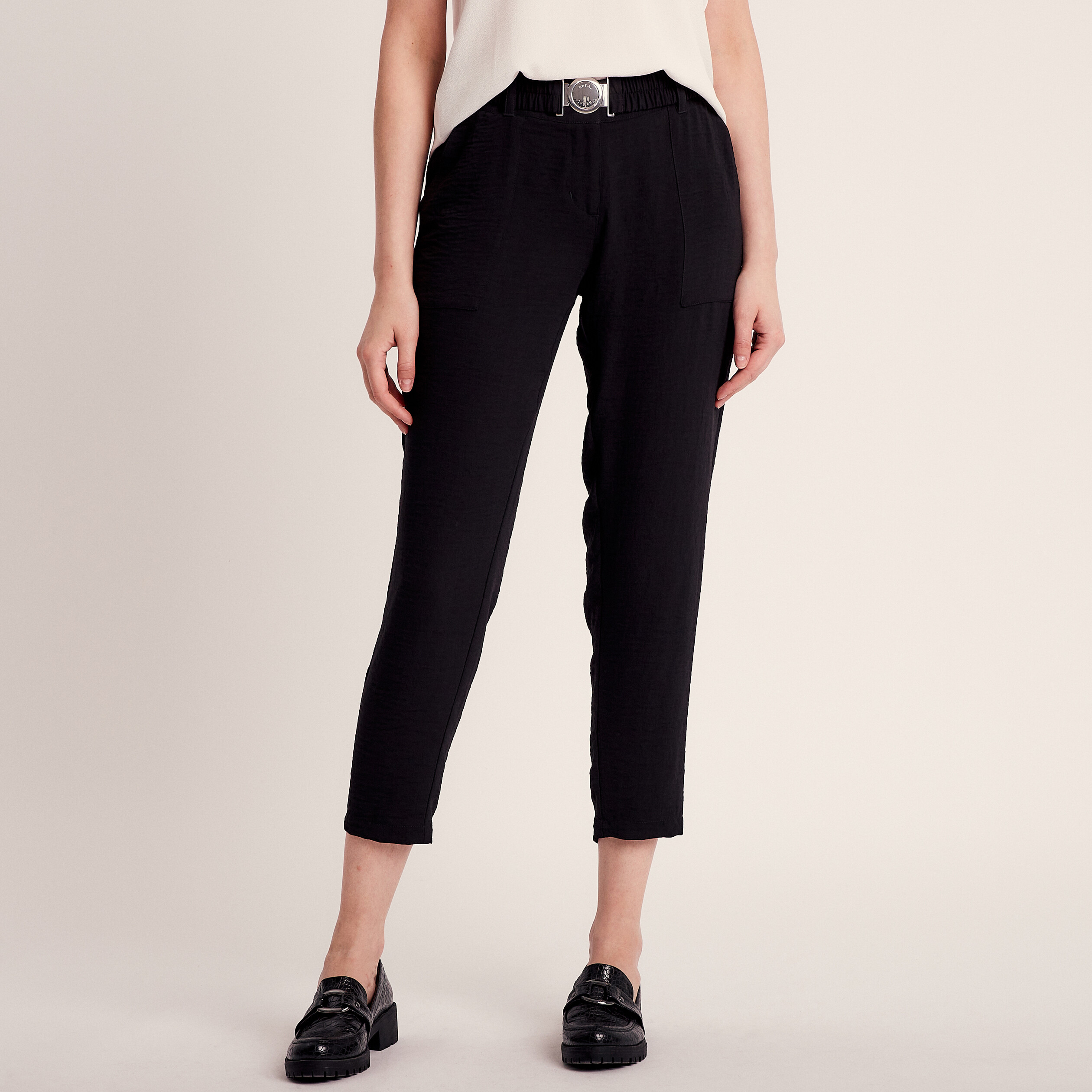 Pantalon flou ceintur noir femme Vibs