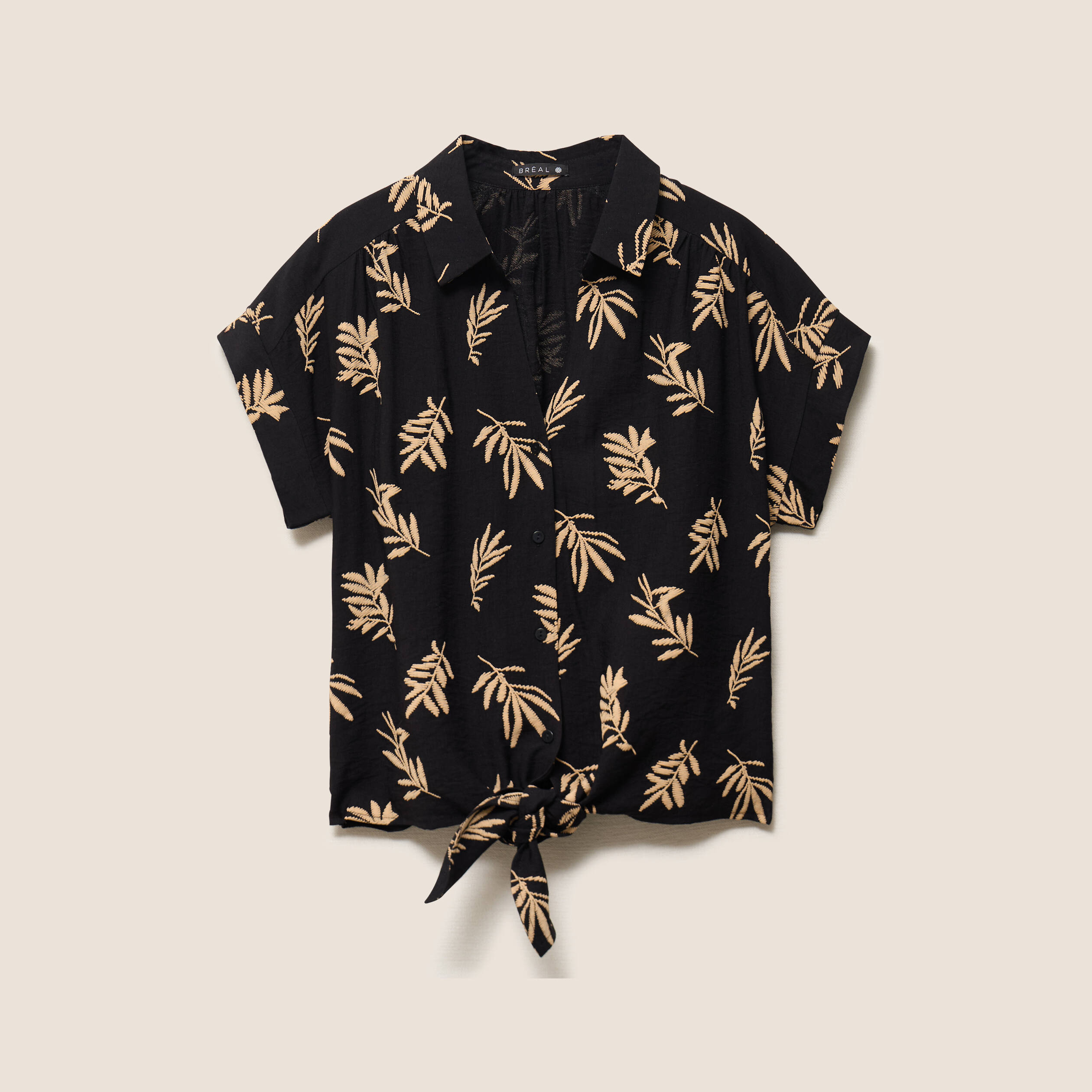 Chemise ample manches courtes noir femme