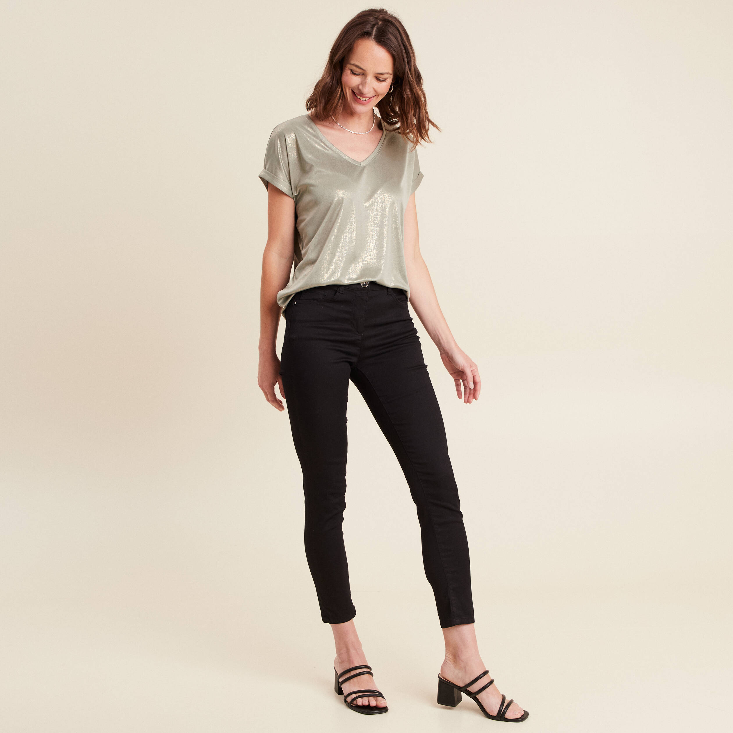 T-shirt manches courtes vert clair femme