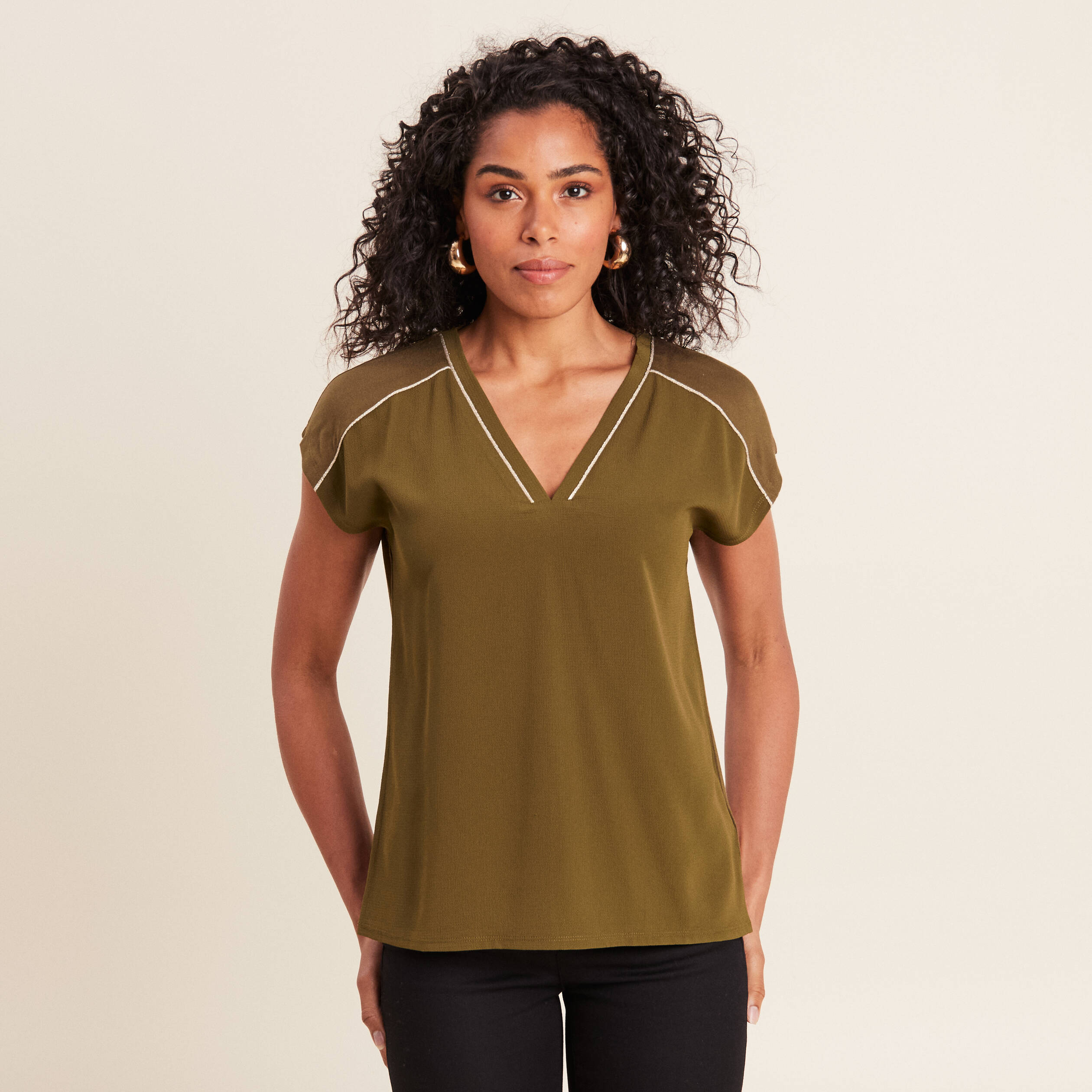 t shirt manches courtes vert olive femme T-shirt manches courtes vert olive femme