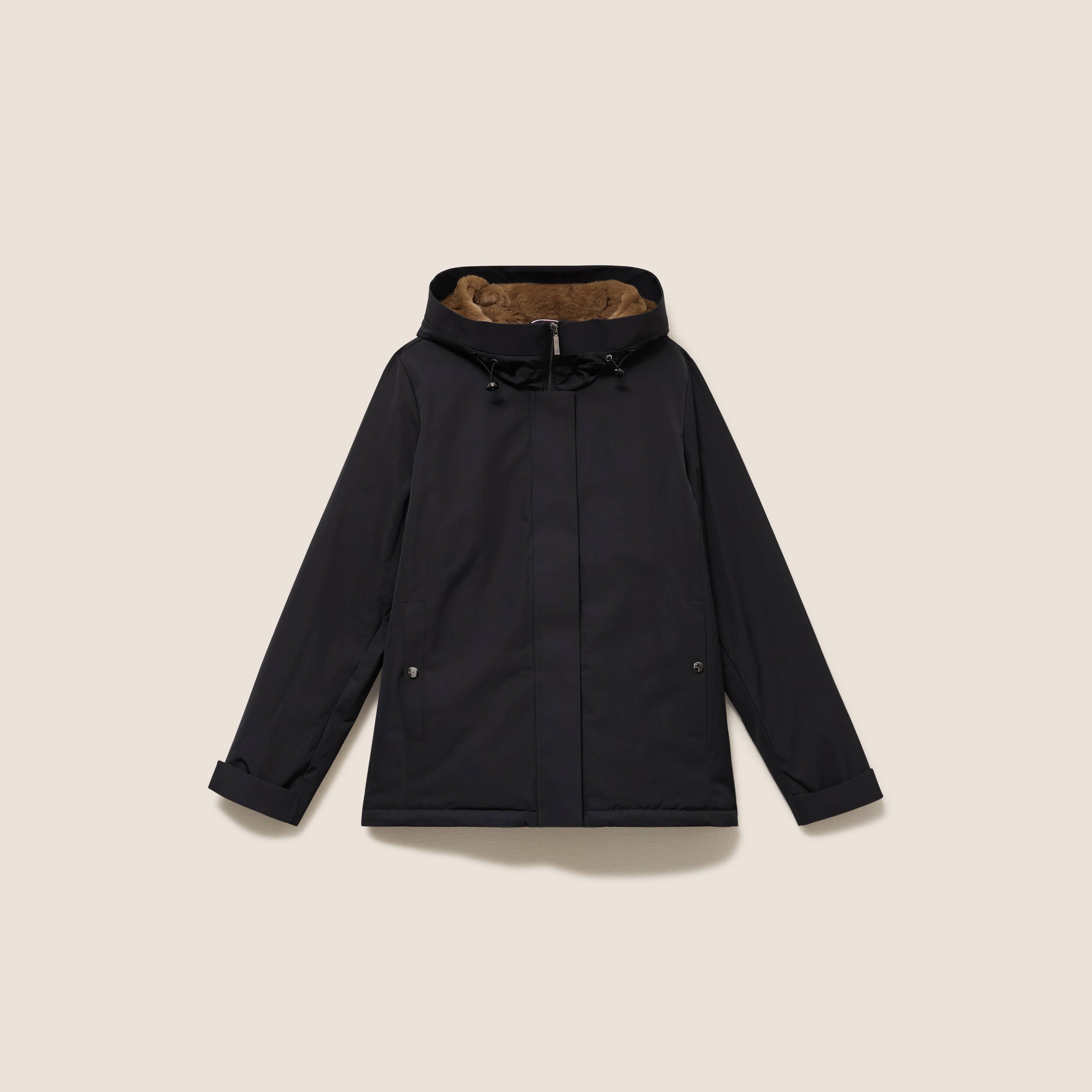 Parka doubl&eacute;e avec capuche noir femme