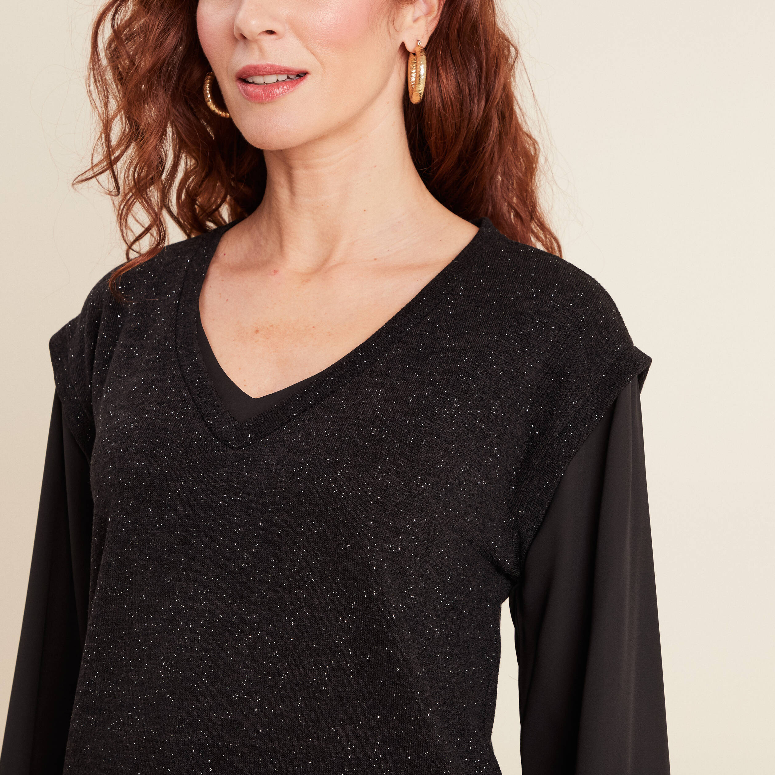 t shirt manches longues noir femme T-shirt manches longues noir femme