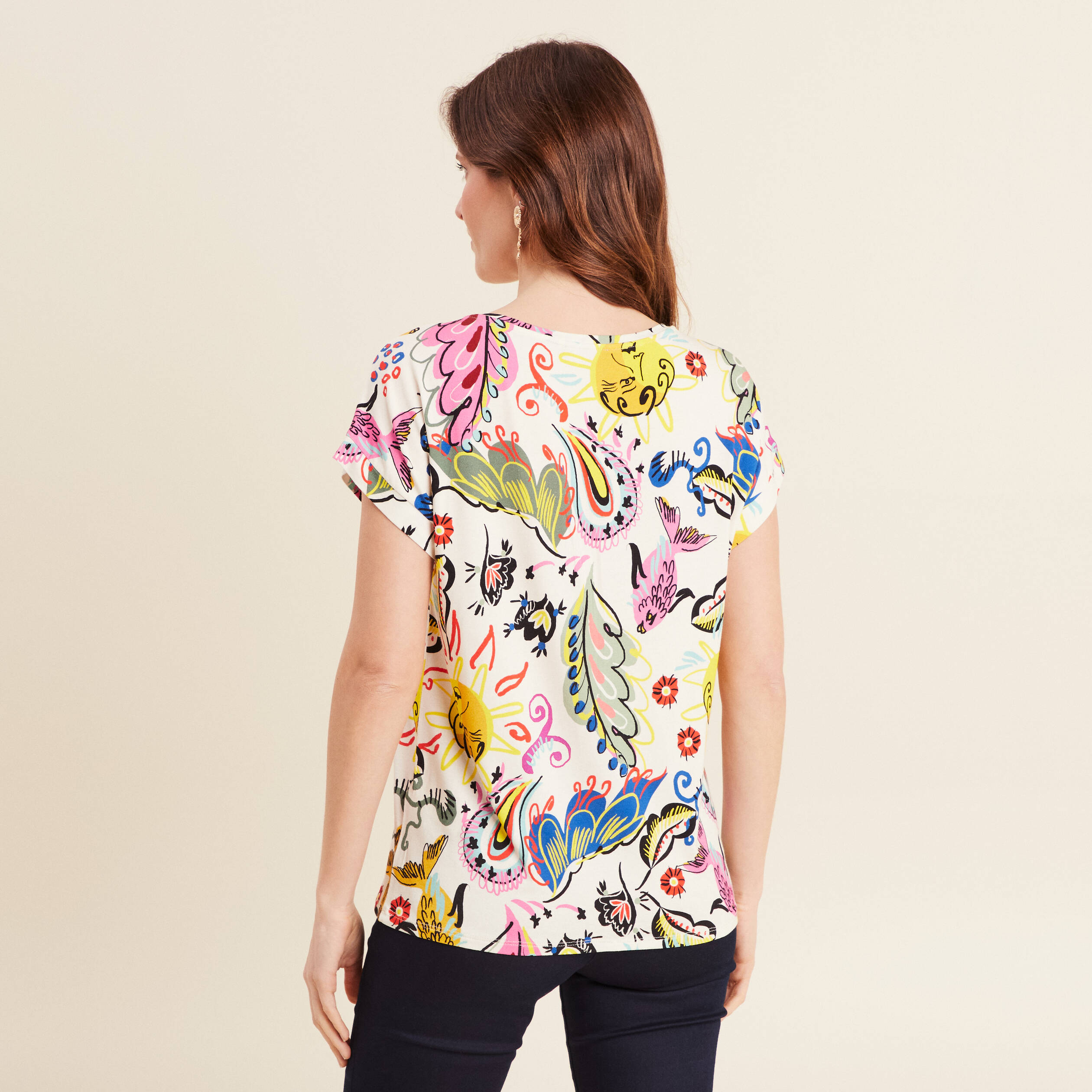 t shirt manches courtes multicolore femme T-shirt manches courtes multicolore femme