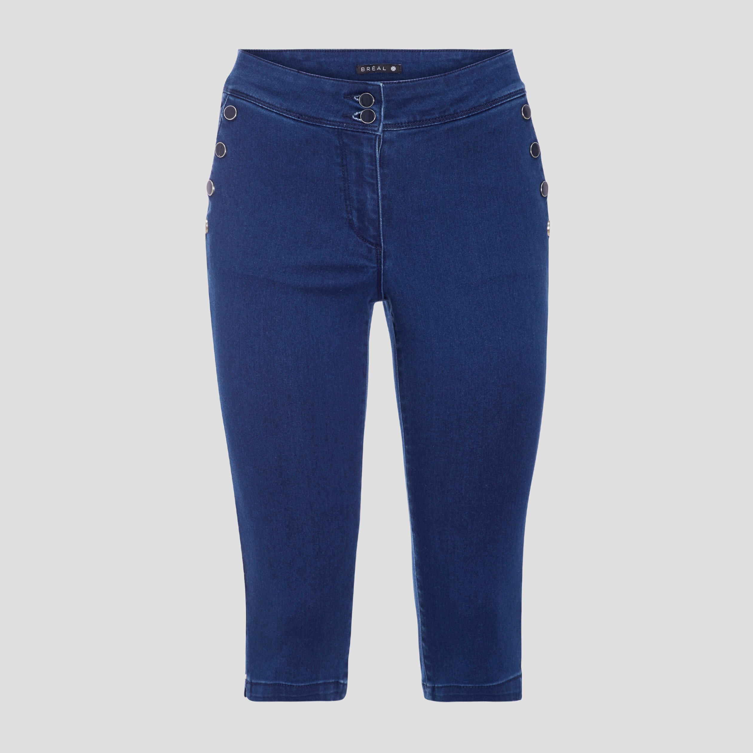 pantacourt ajuste en jean denim brut femme Pantacourt ajusté en jean denim brut femme