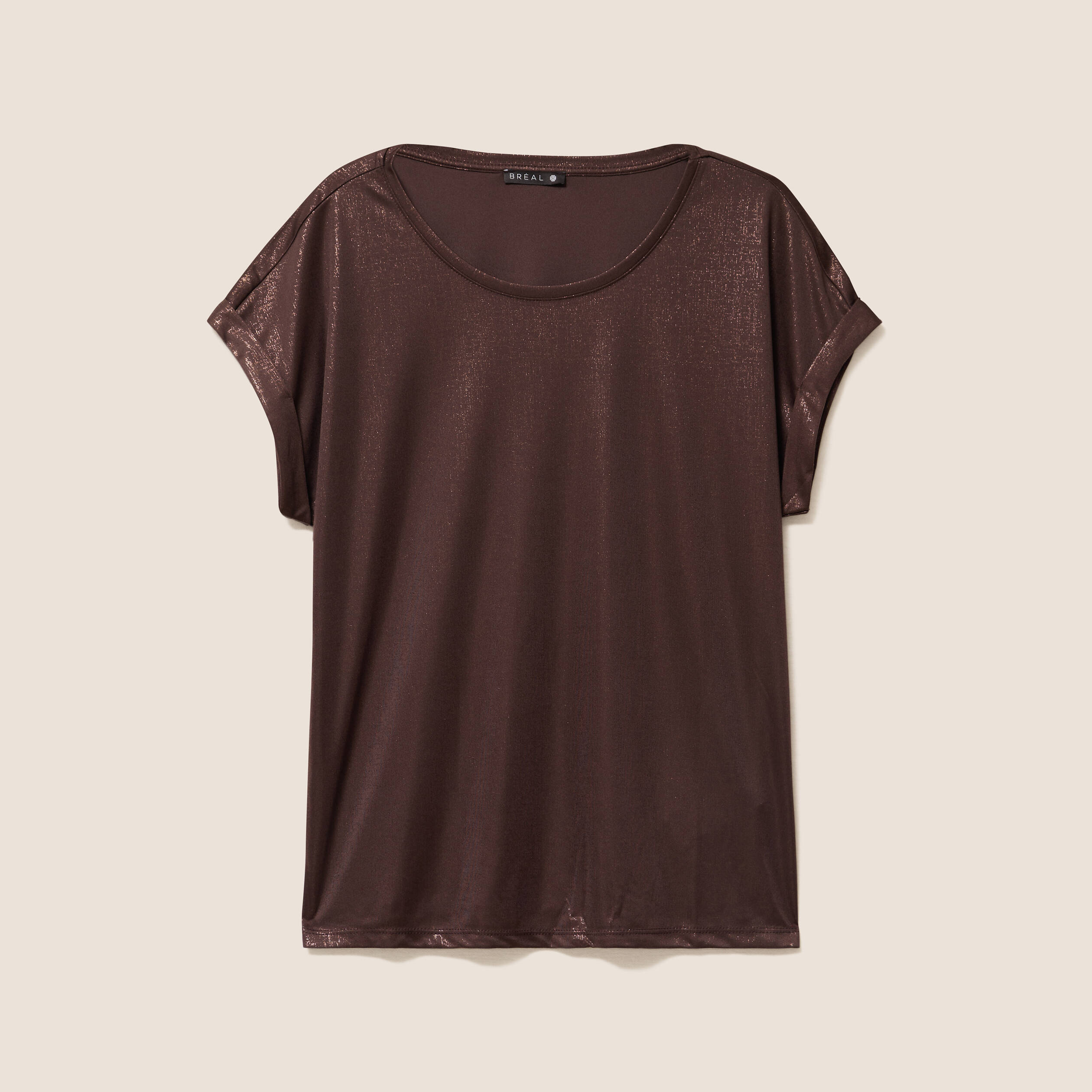 t shirt manches courtes marron femme T-shirt manches courtes marron femme