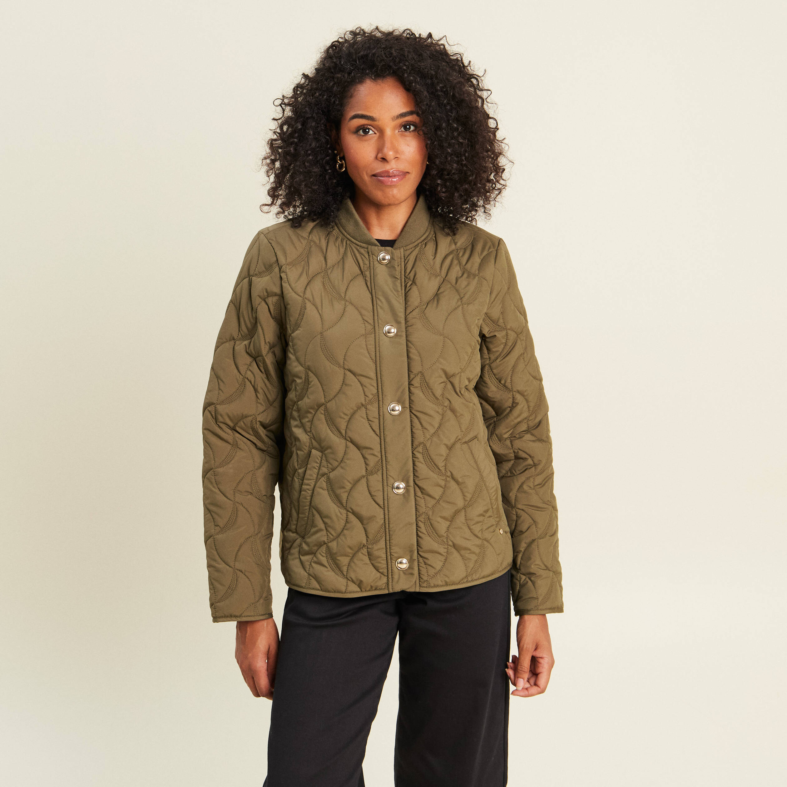 Doudoune doubl&eacute;e vert kaki femme