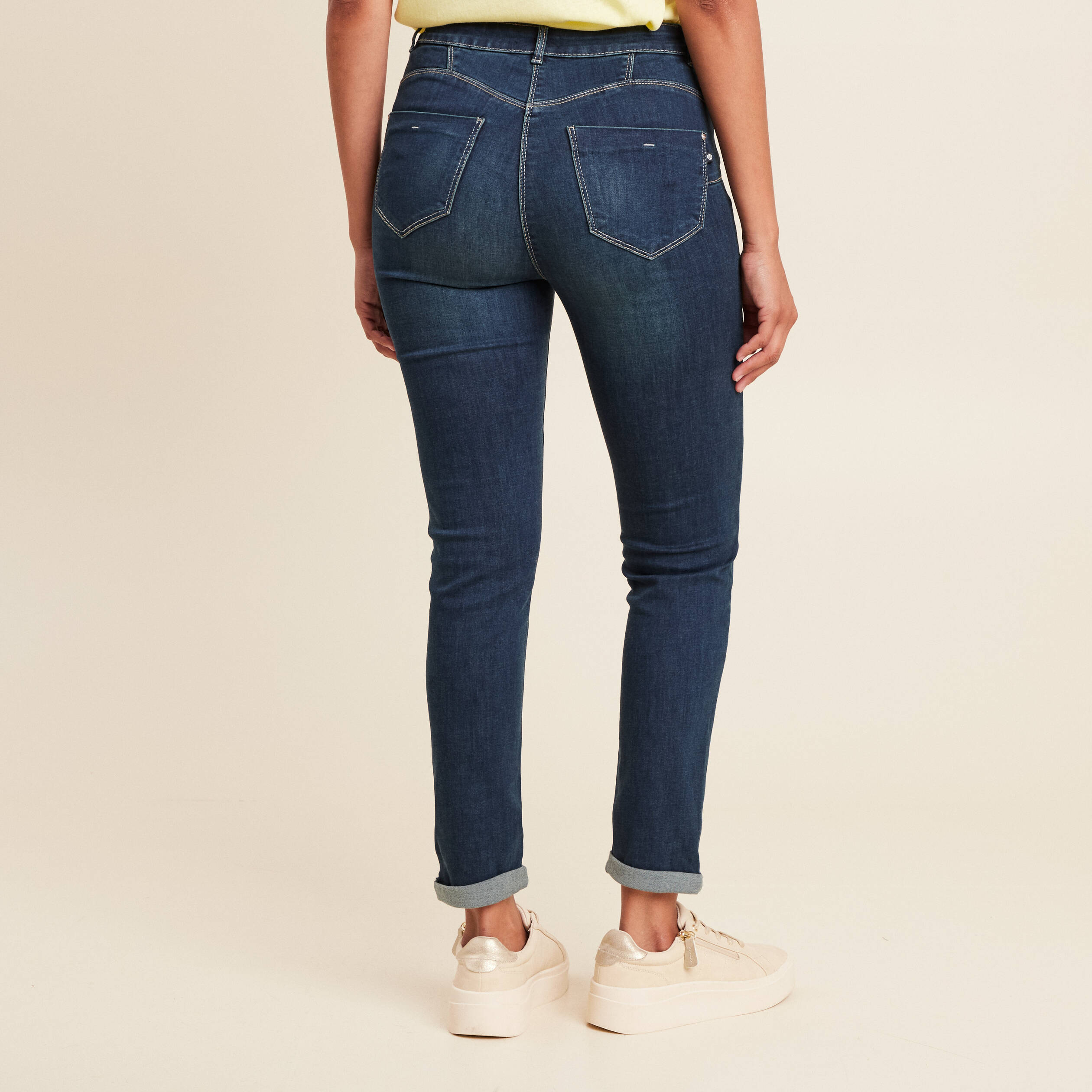 jeans ajuste taille standard 78eme denim brut femme Jeans ajusté taille standard 7/8ème denim brut femme