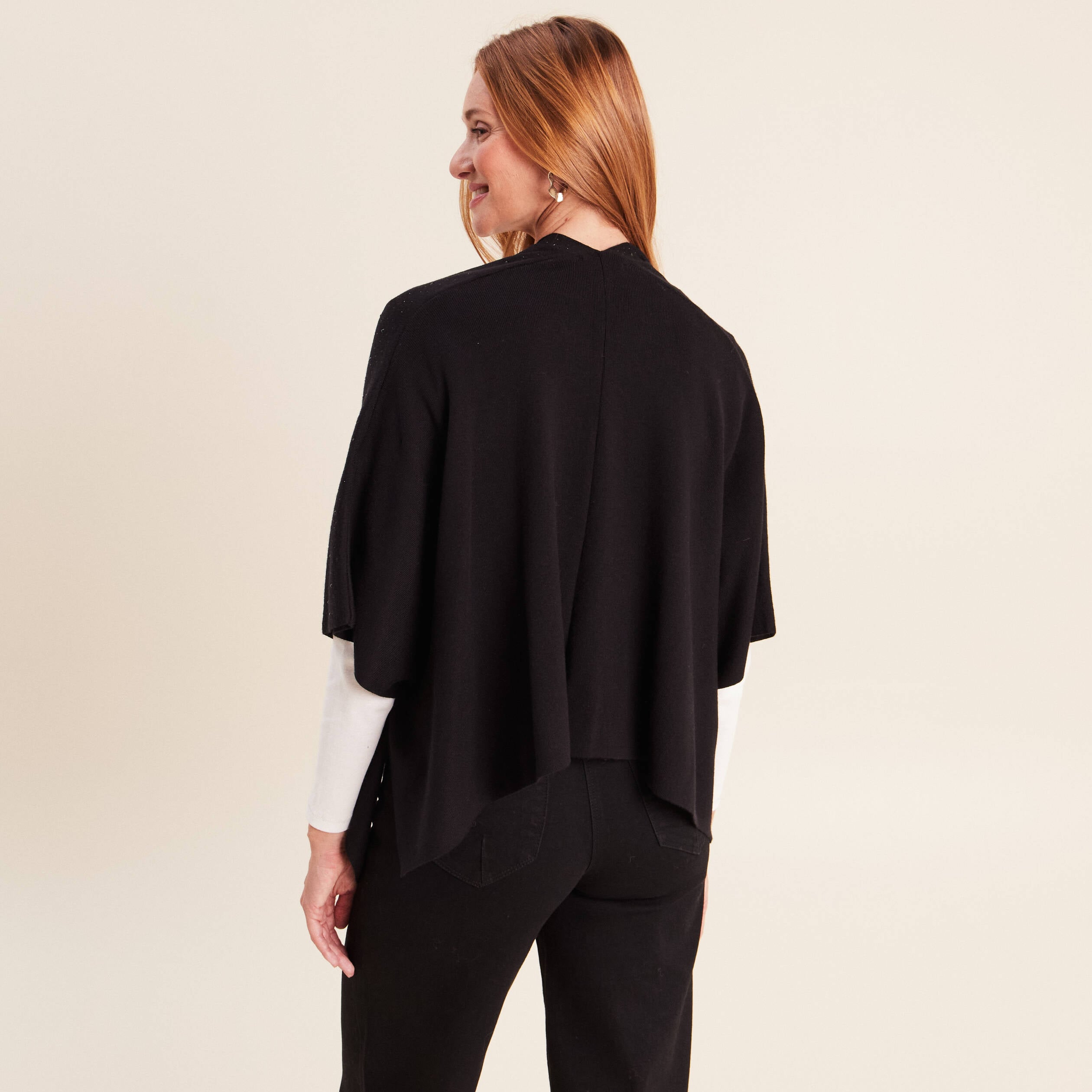 Poncho avec strass noir femme