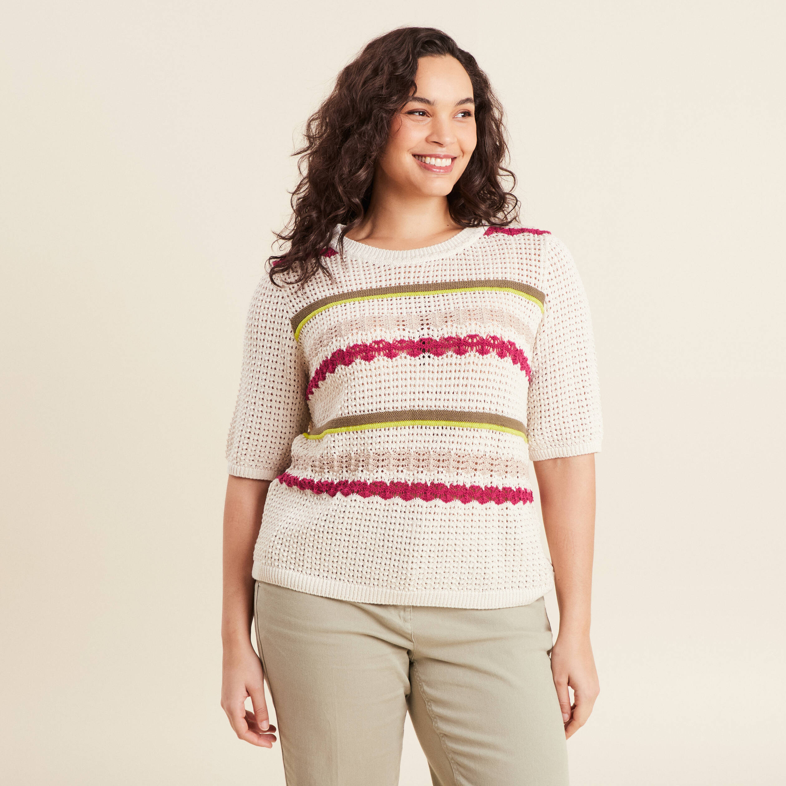pull dentelle col bateau multicolore femme Pull dentelle col bateau multicolore femme