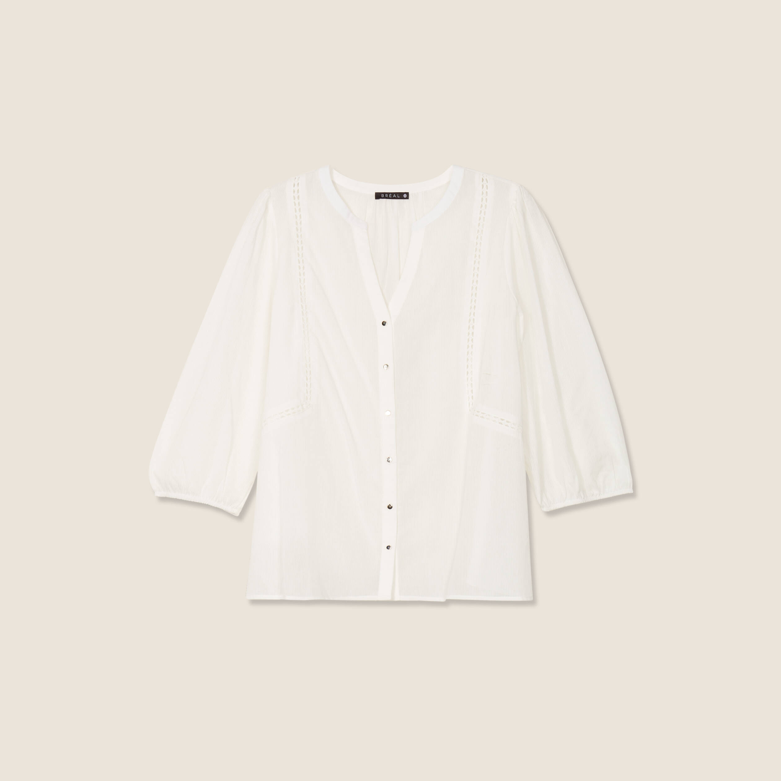 blouse manches 34 ecru femme Blouse manches 3/4 ecru femme