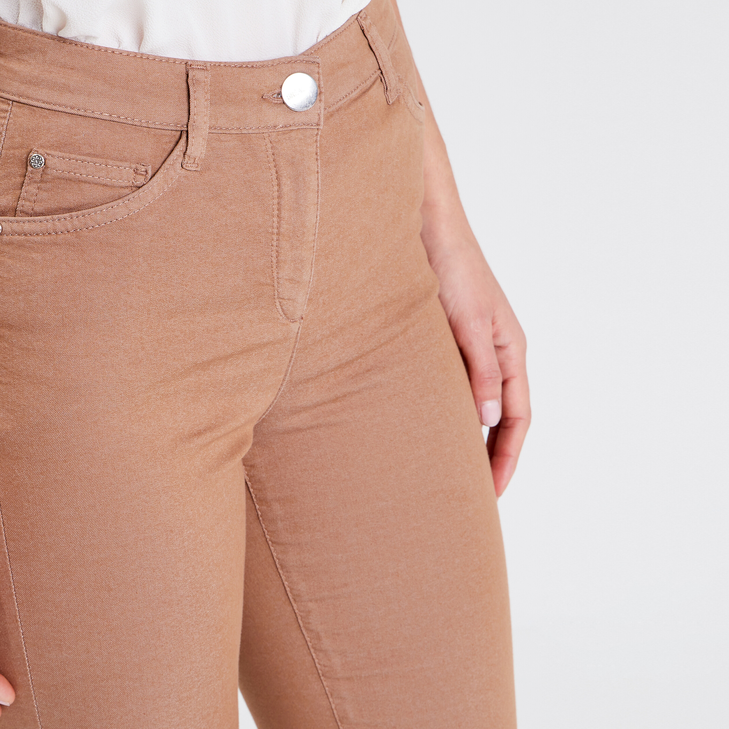 pantalon leger taille standard long marron femme Pantalon léger taille standard long marron femme