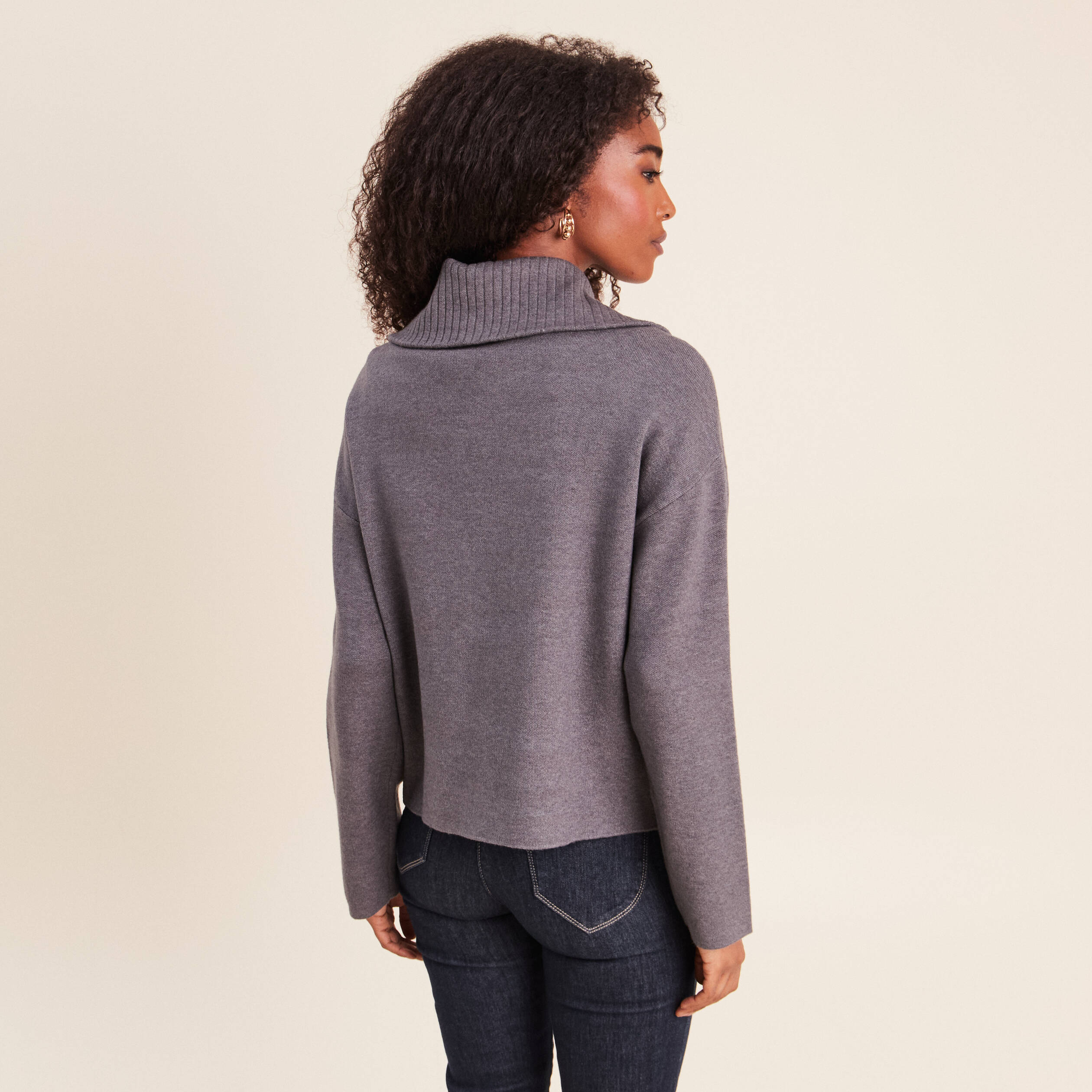 Cardigan col camionneur gris fonc&eacute; femme