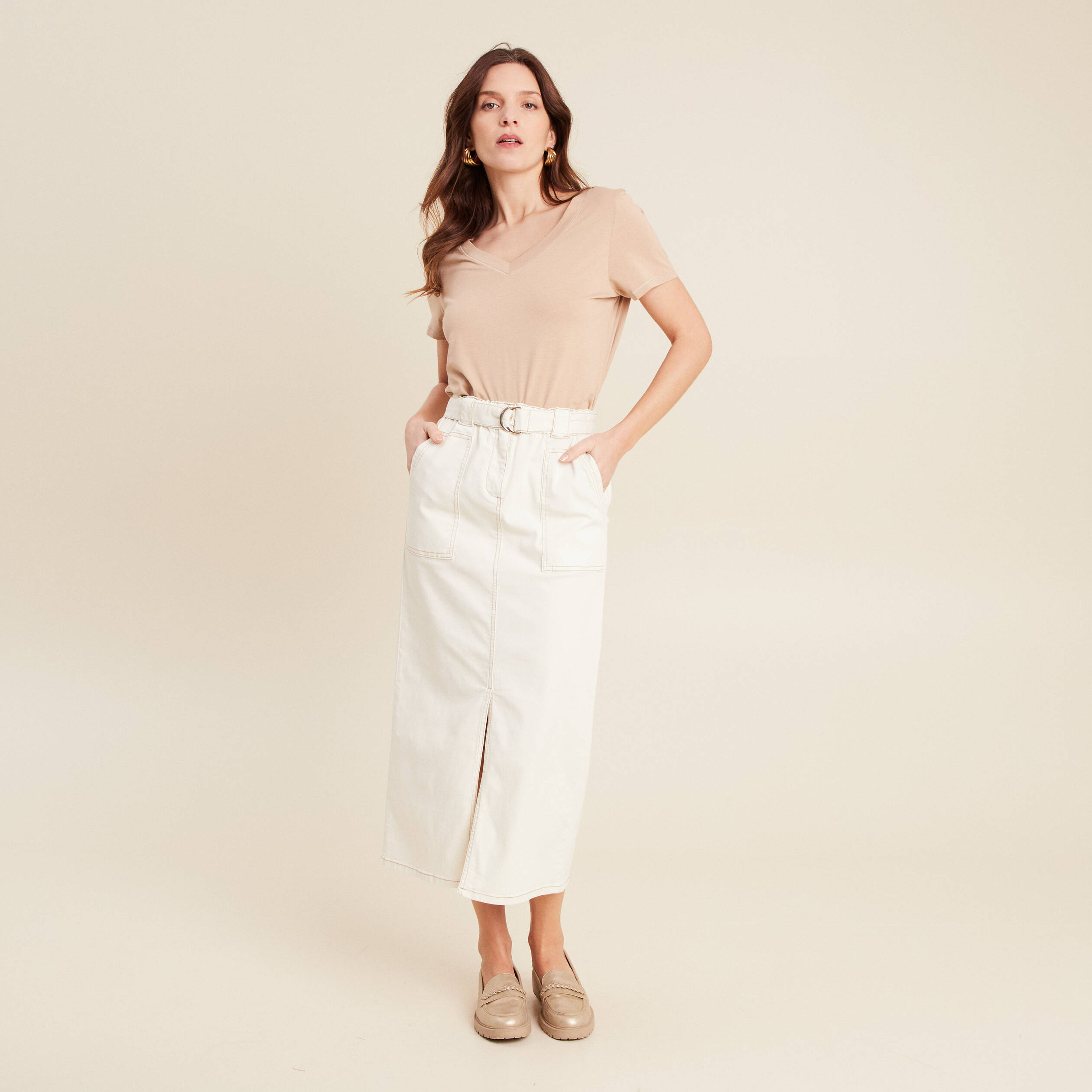 jupe longue fourreau ecru femme Jupe longue fourreau ecru femme