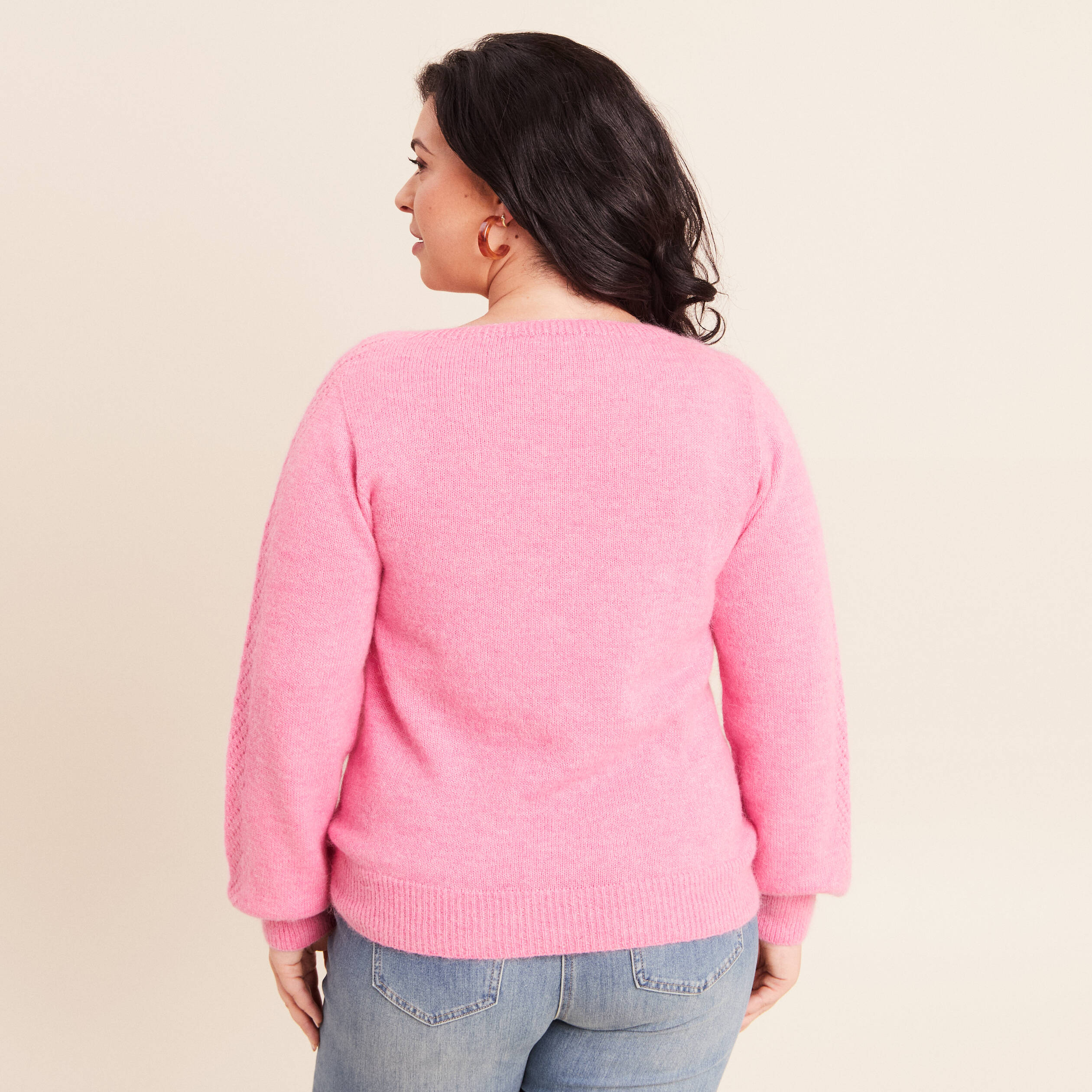Pull confectionn&eacute; en France rose fushia femme