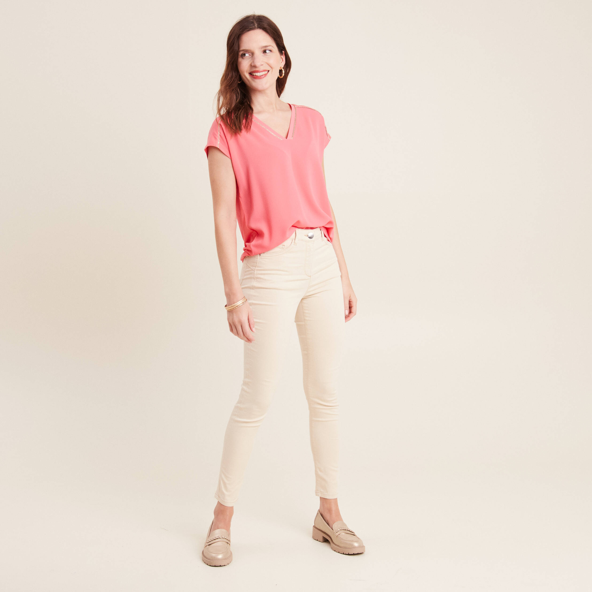 t shirt manches courtes rose fushia femme T-shirt manches courtes rose fushia femme