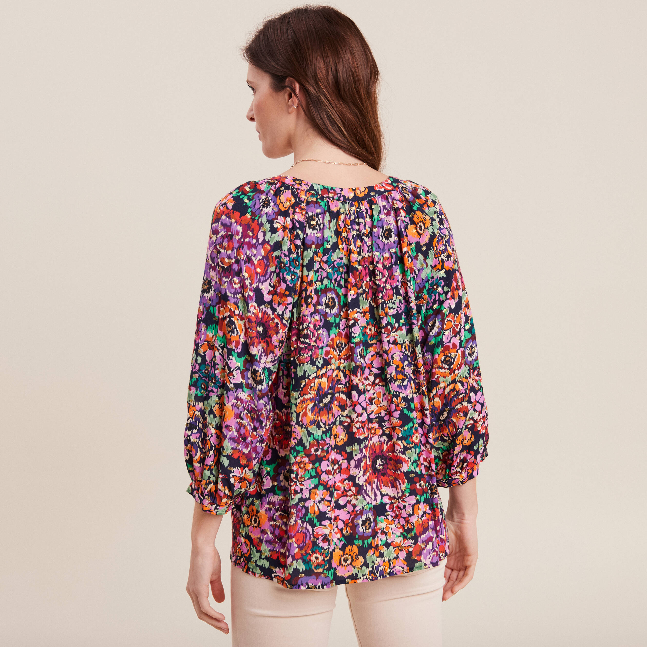 Blouse manches 3/4 multicolore femme