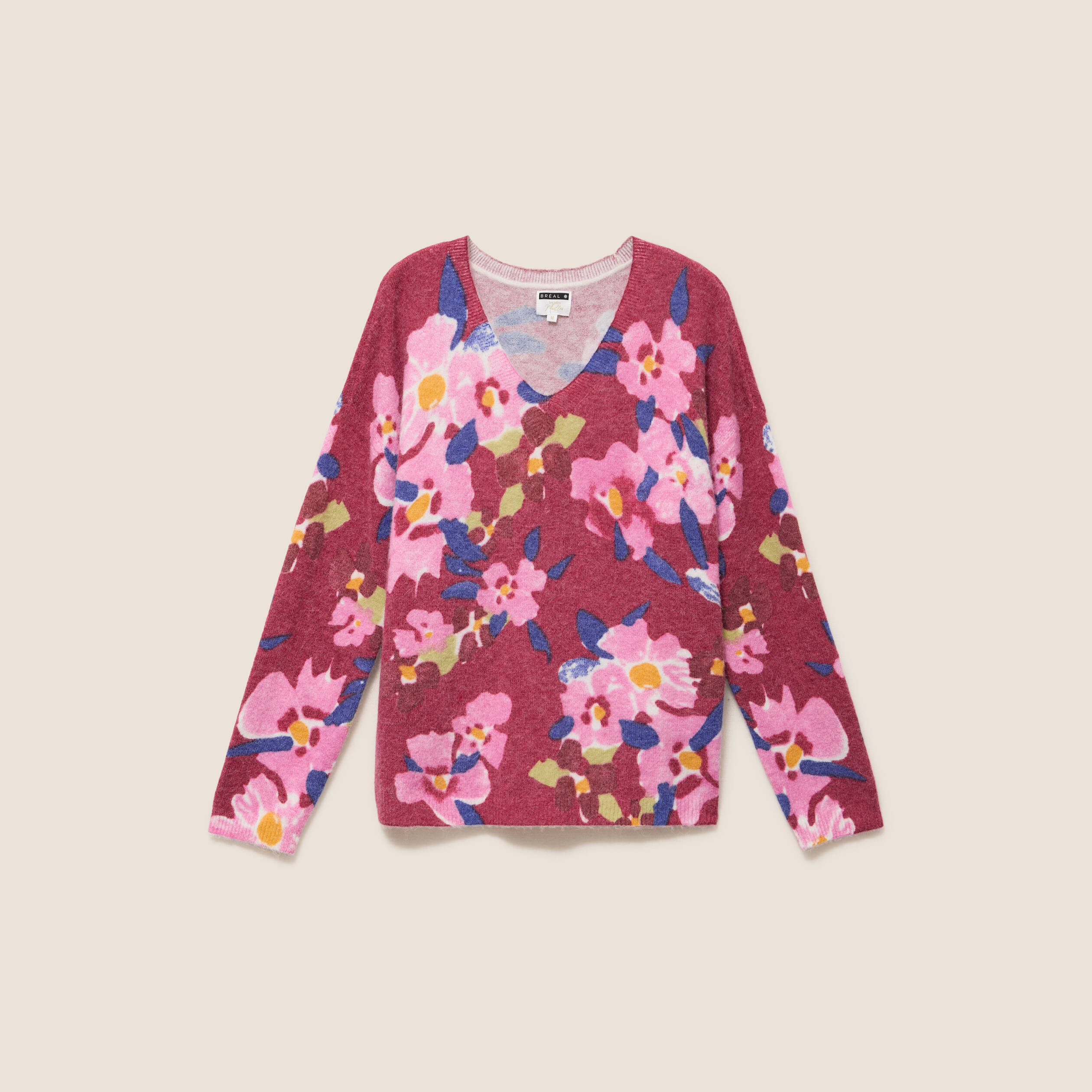 Pull manches longues rose femme
