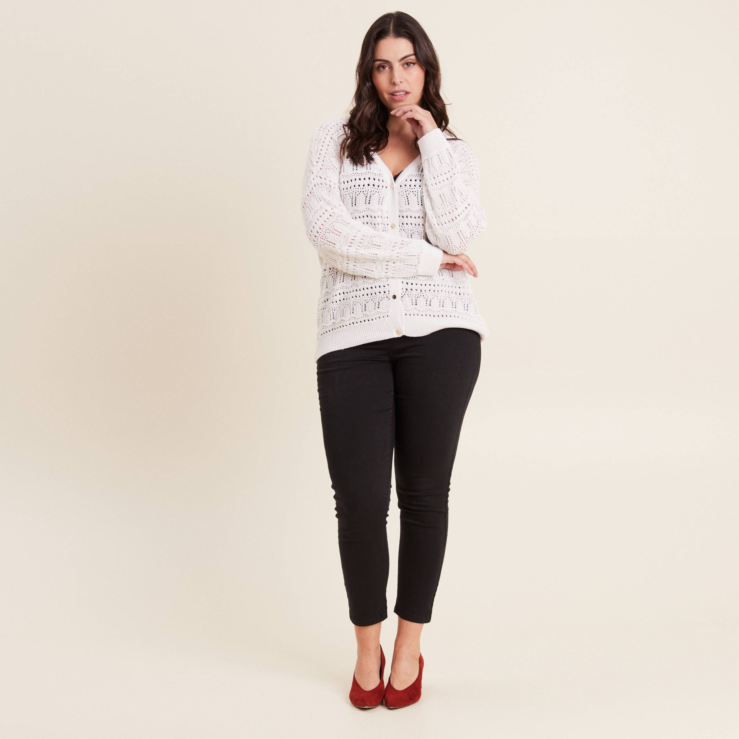 Pantalon coupe ajust&eacute;e taille haute noir femme