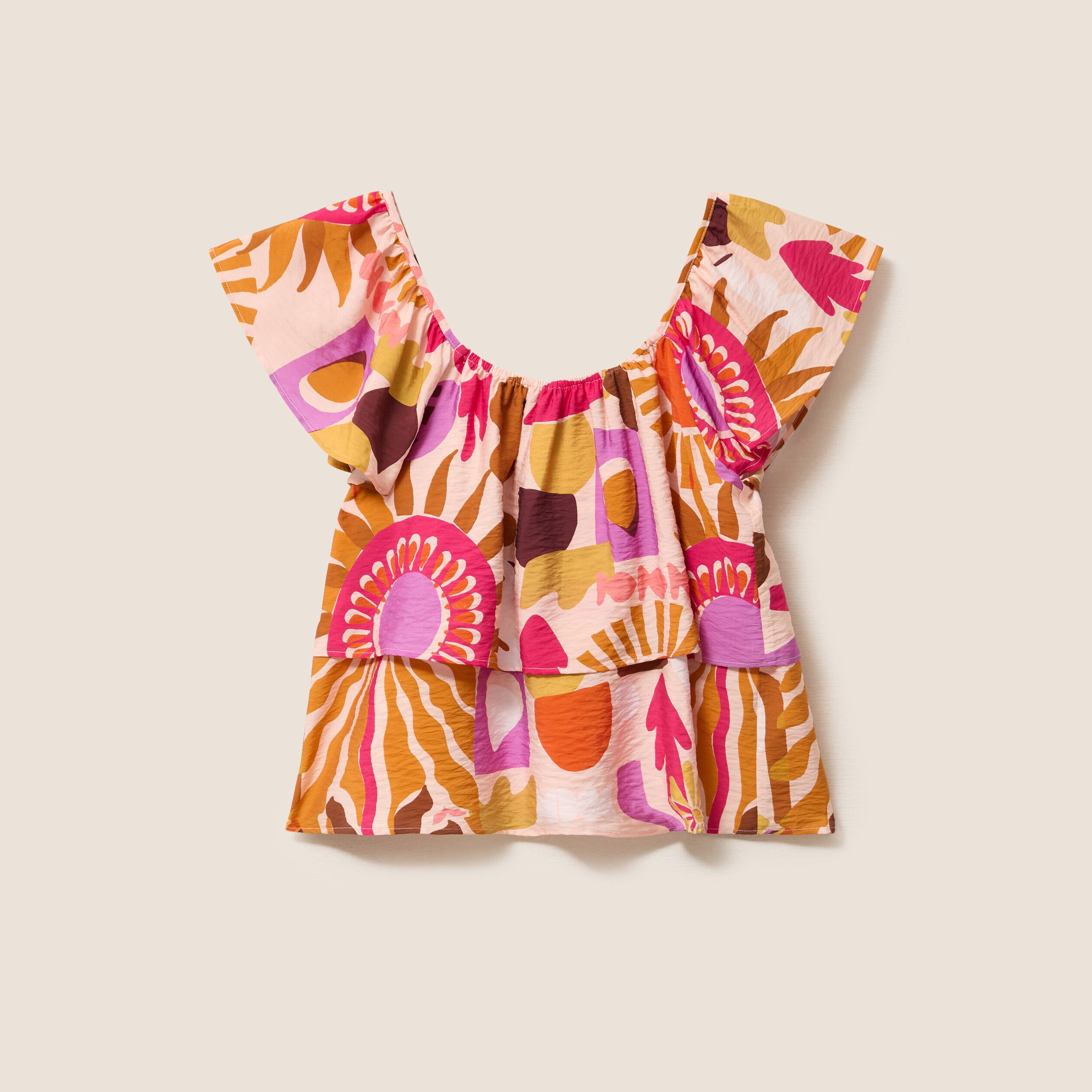 Blouse col v manches courtes fluide multicolore femme