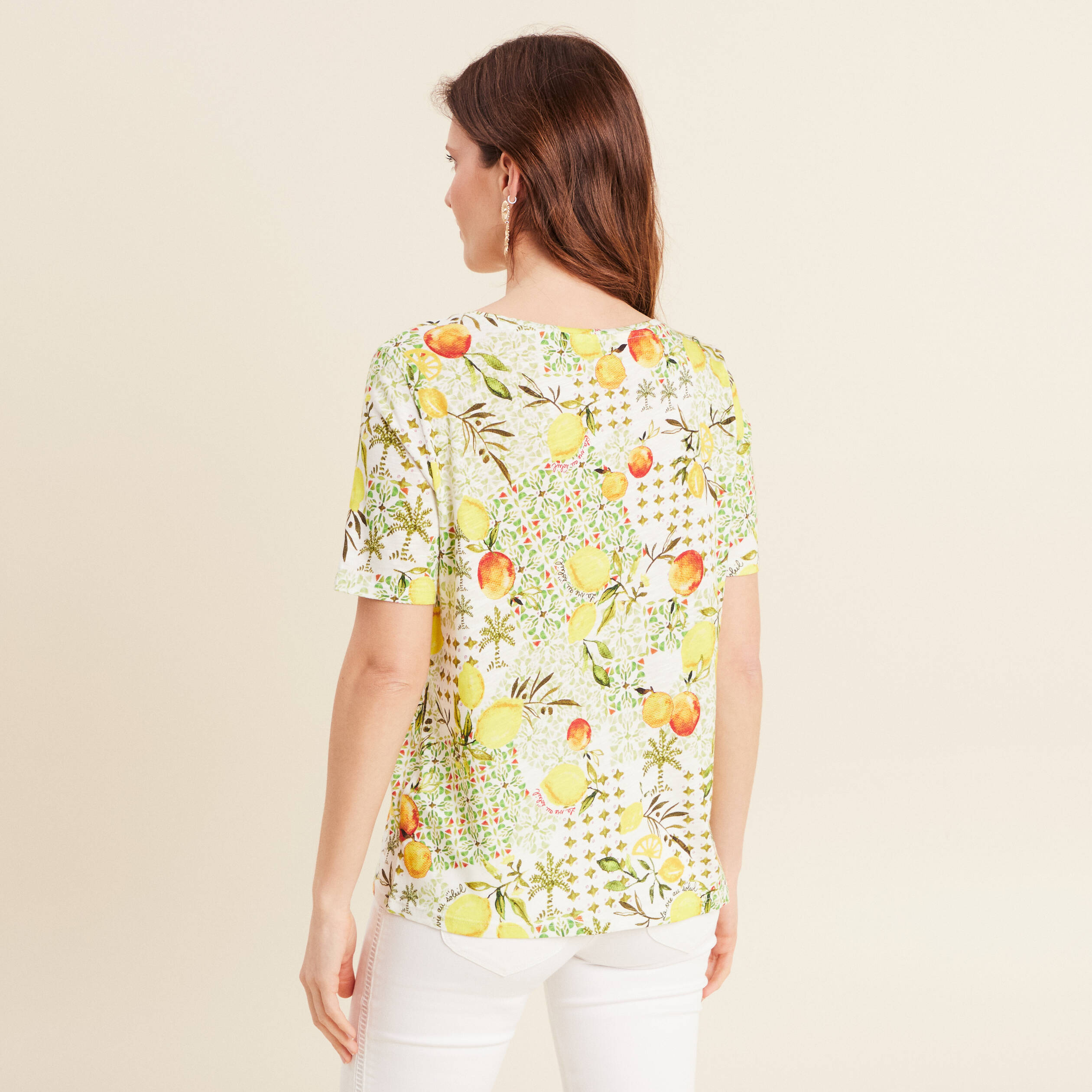 t shirt manches courtes jaune citron femme T-shirt manches courtes jaune citron femme