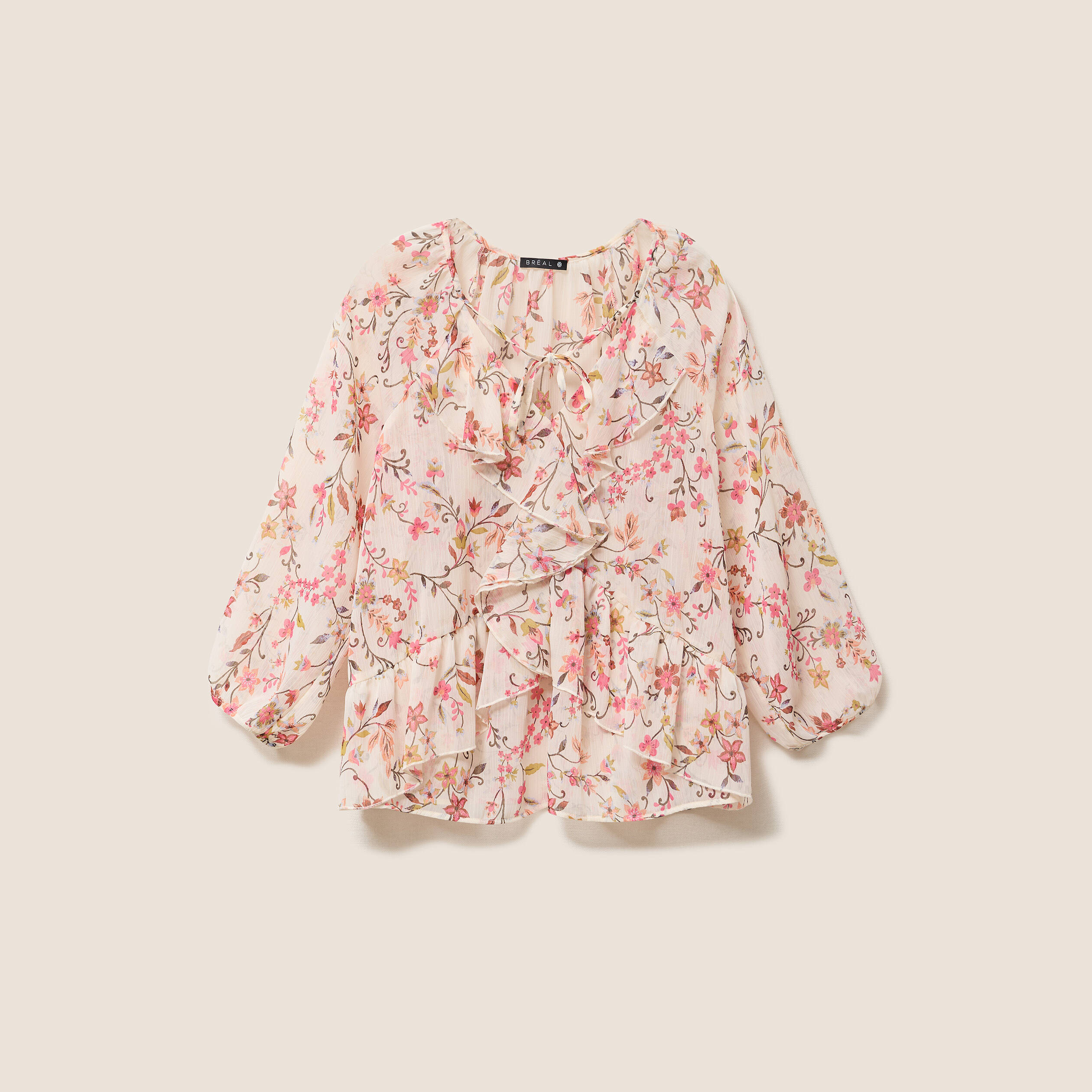 Blouse ample en voile manches 3/4 multicolore femme
