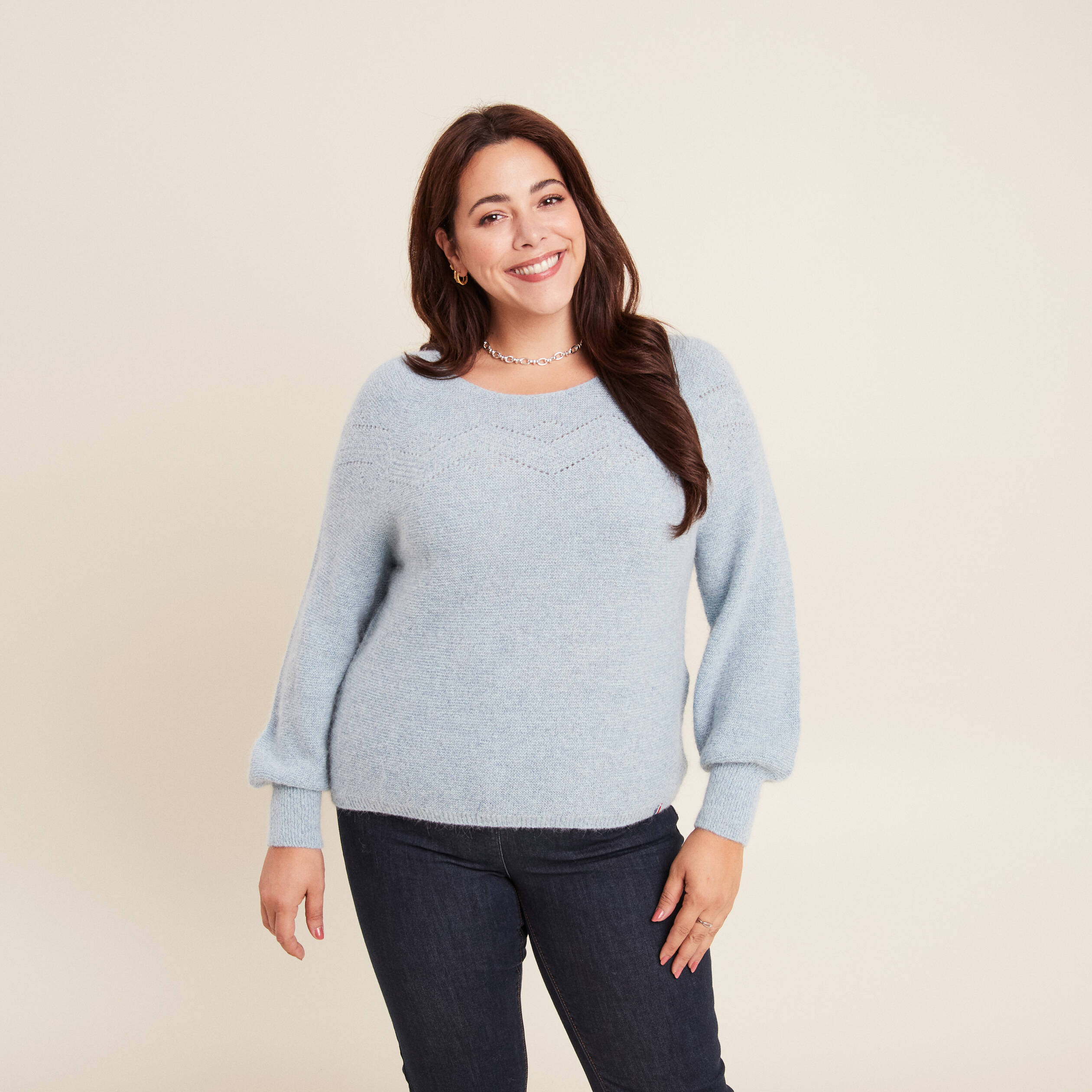 Pull confectionn?� en France bleu canard femme | Vibs
