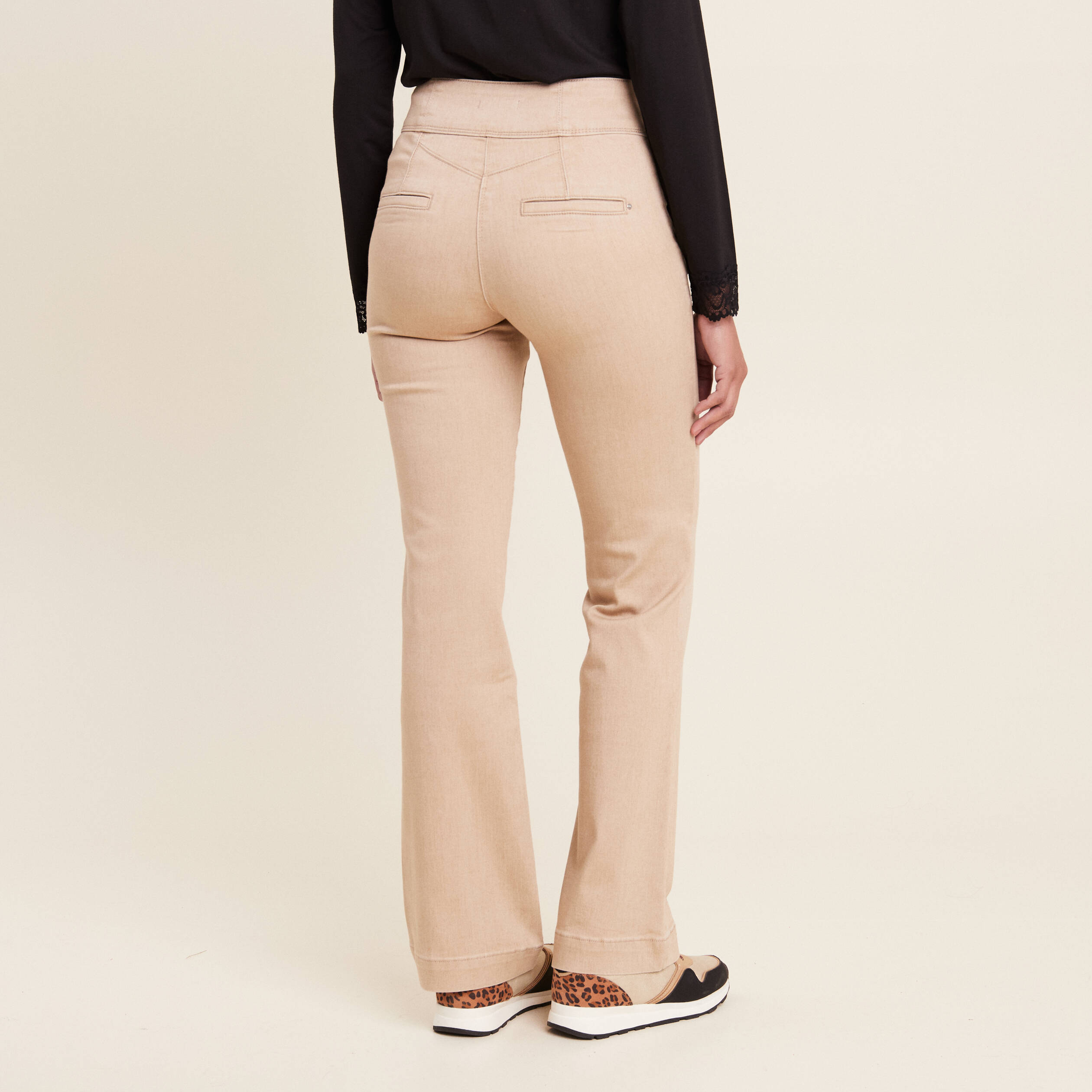 Jean coupe bootcut taille haute sable femme