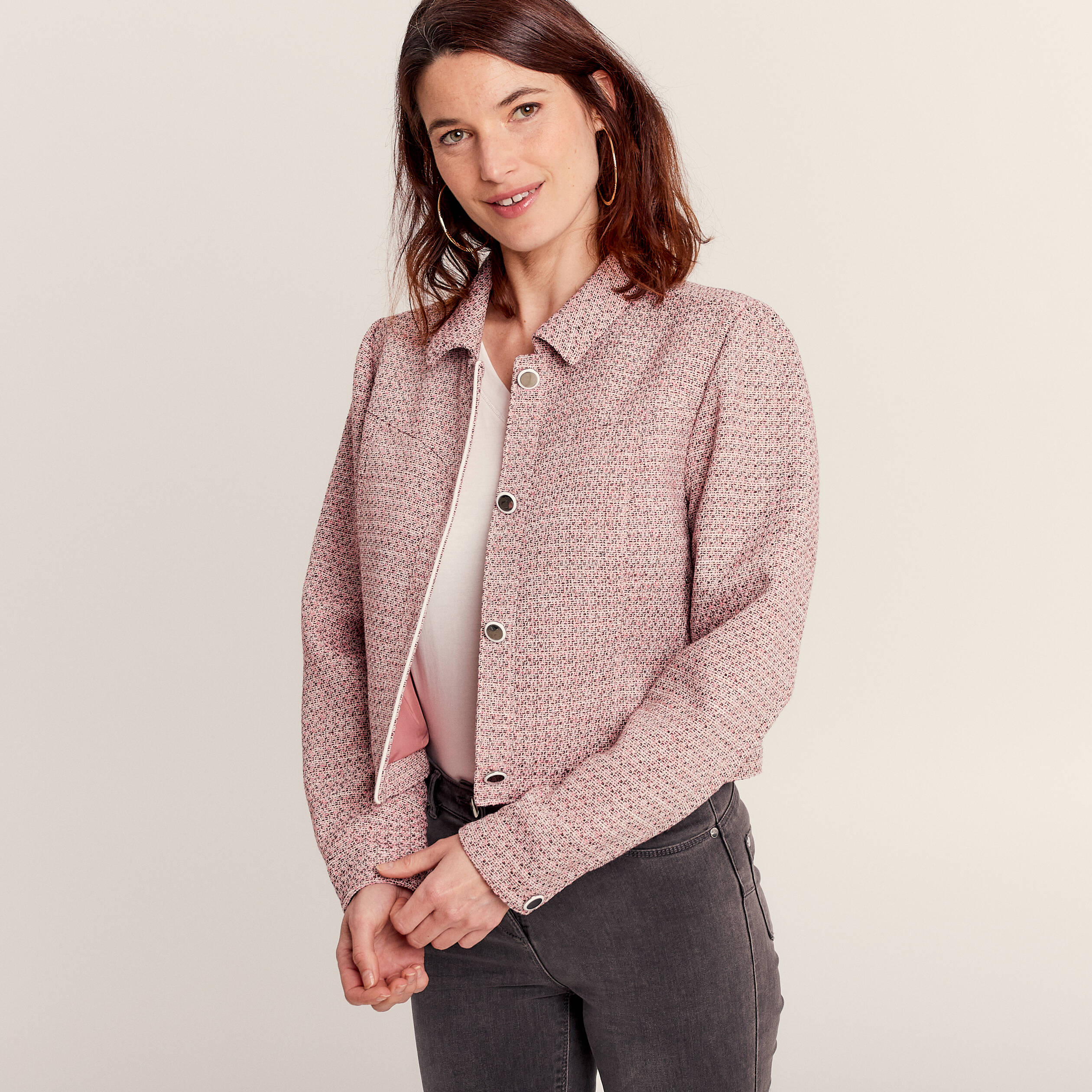 veste droite boutonnee rose clair femme Veste droite boutonnée rose clair femme