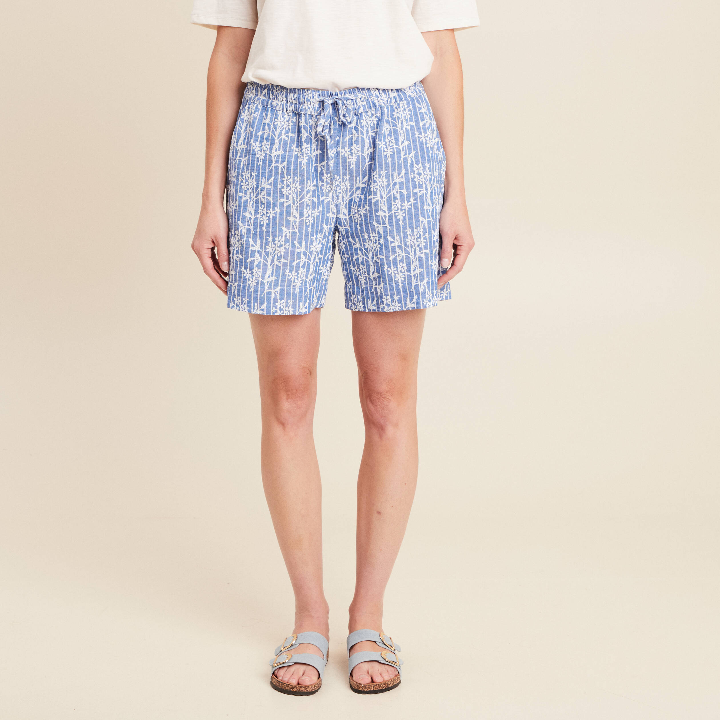 short large taille haute bleu clair femme Short large taille haute bleu clair femme