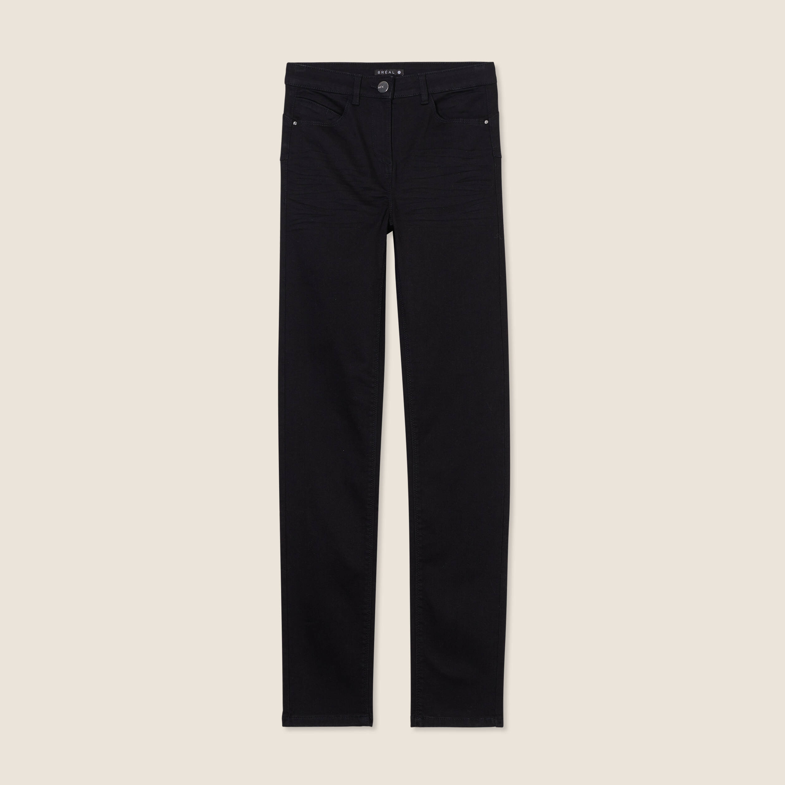 Jean ajusté taille standard long noir femme