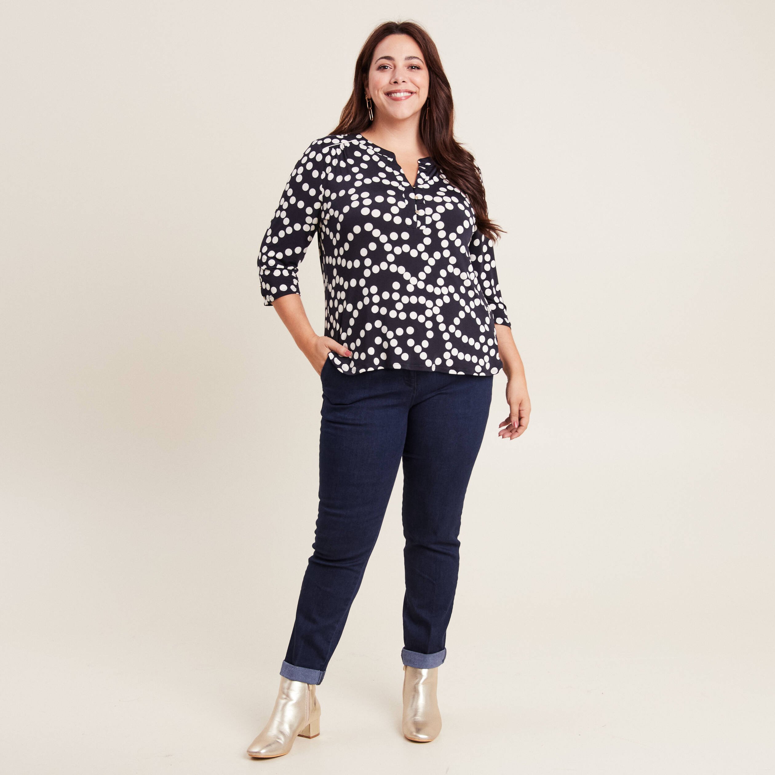 blouse manches 34 noir femme Blouse manches 3/4 noir femme
