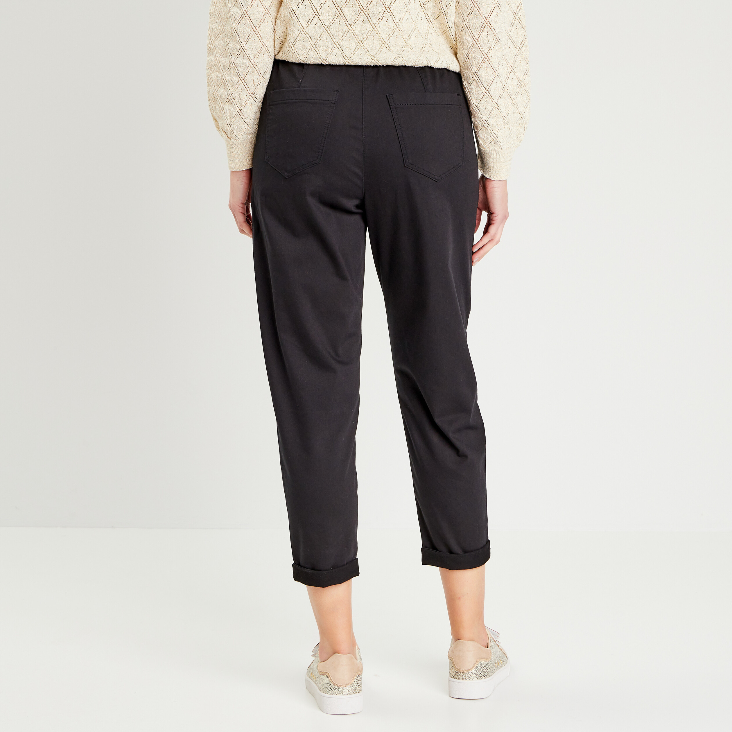 Pantalon flou à coulisse noir femme