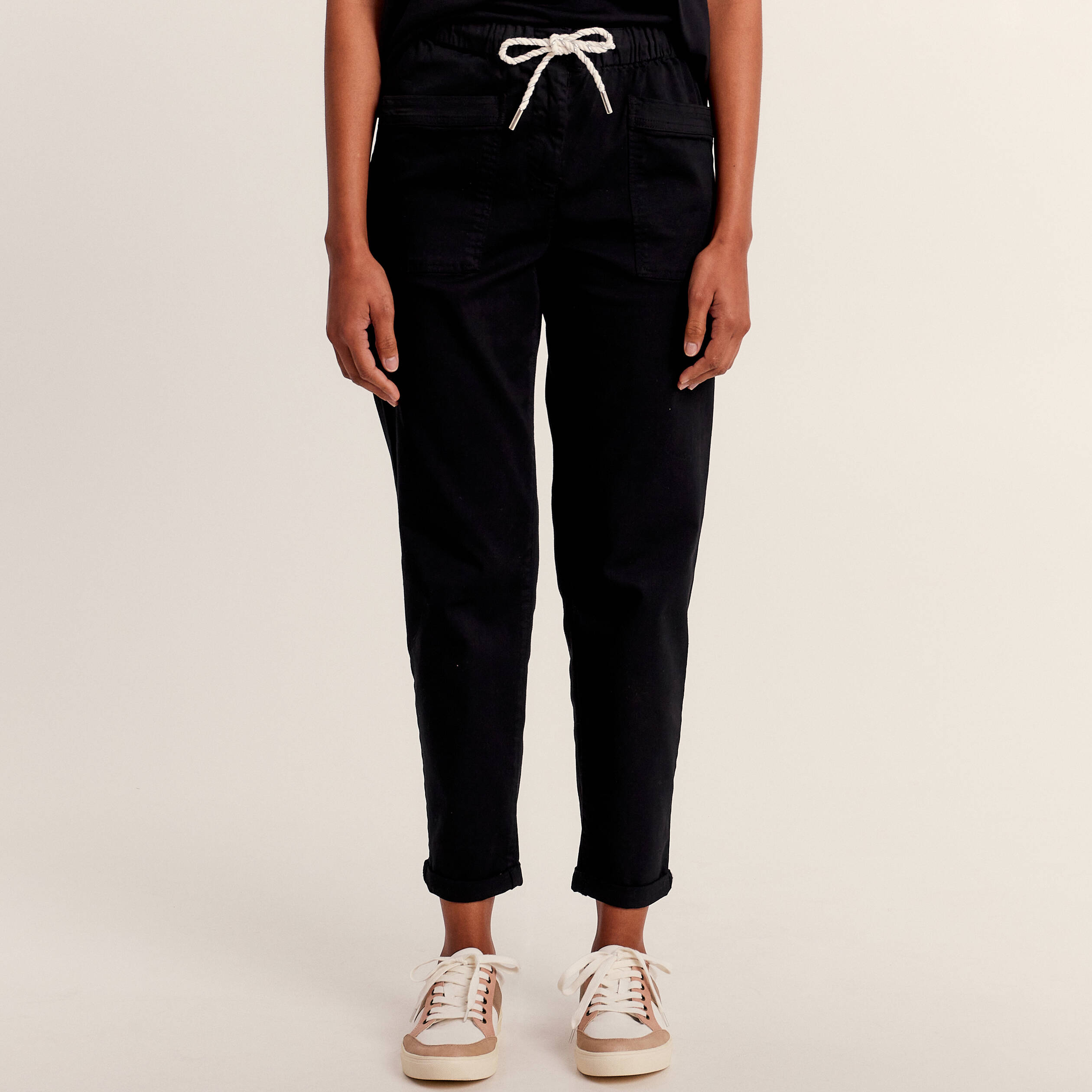 pantalon coupe droite a coulisse vert fonce femme Pantalon coupe droite à coulisse vert foncé femme