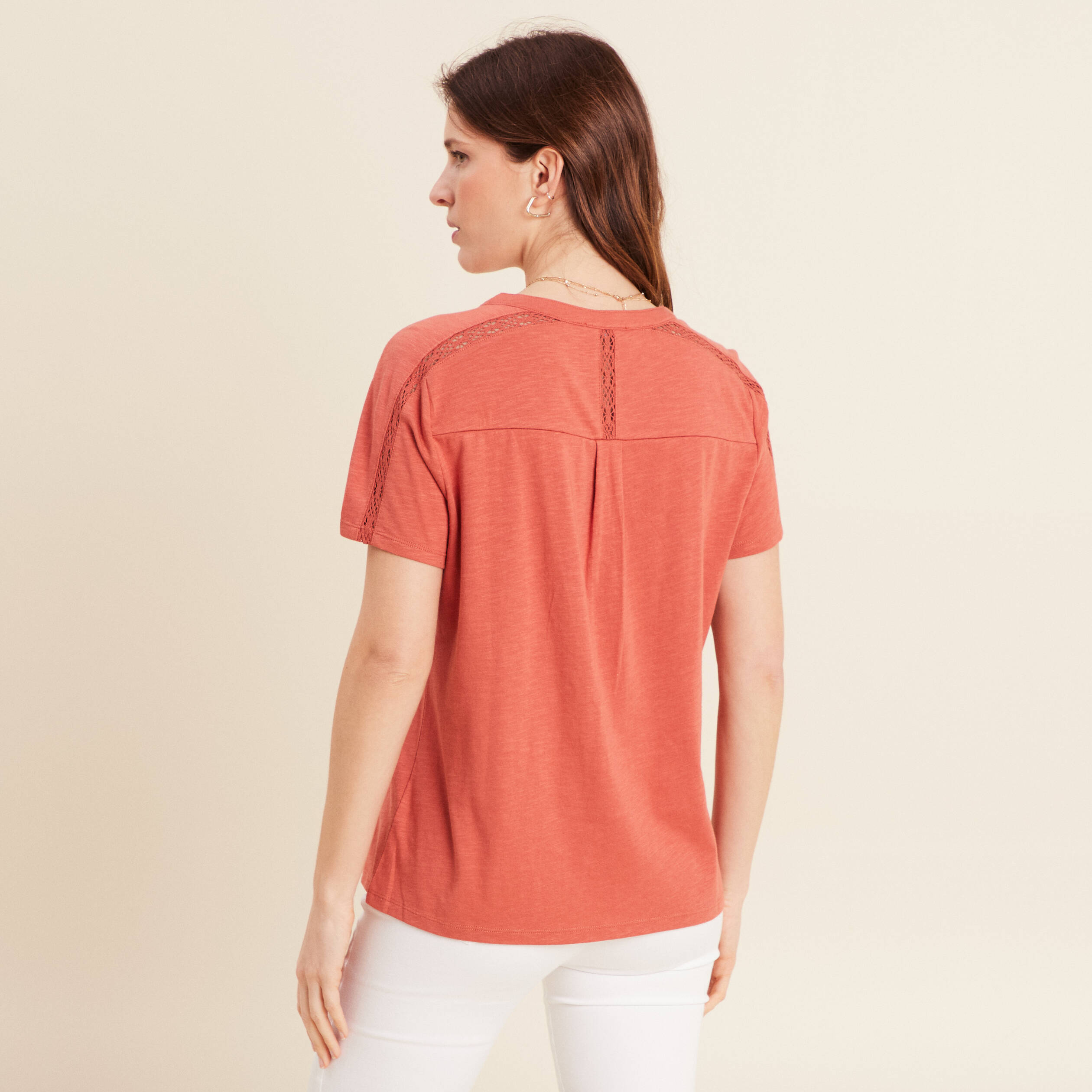 t shirt manches courtes vieux rose femme T-shirt manches courtes vieux rose femme