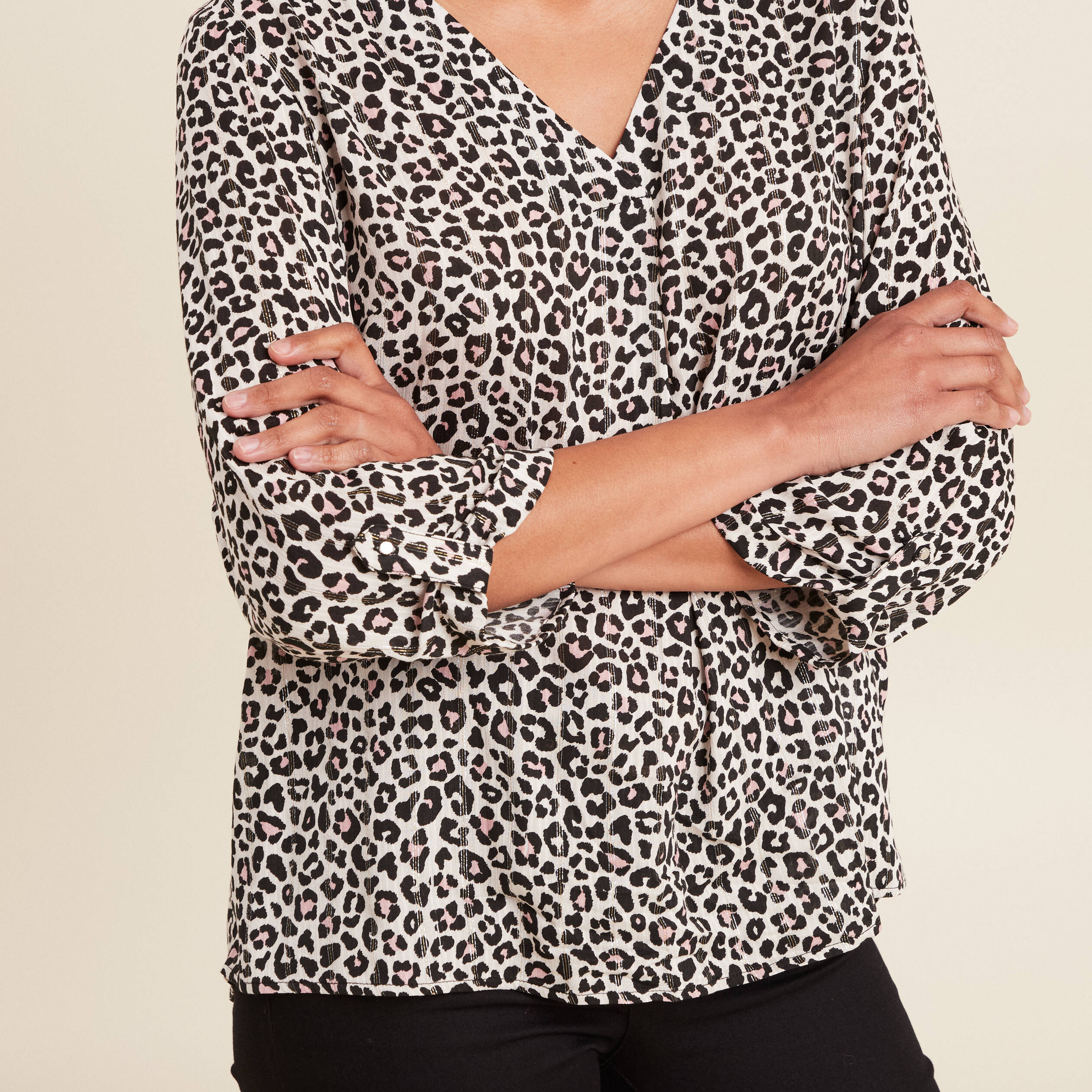 blouse manches 34 rose clair femme Blouse manches 3/4 rose clair femme