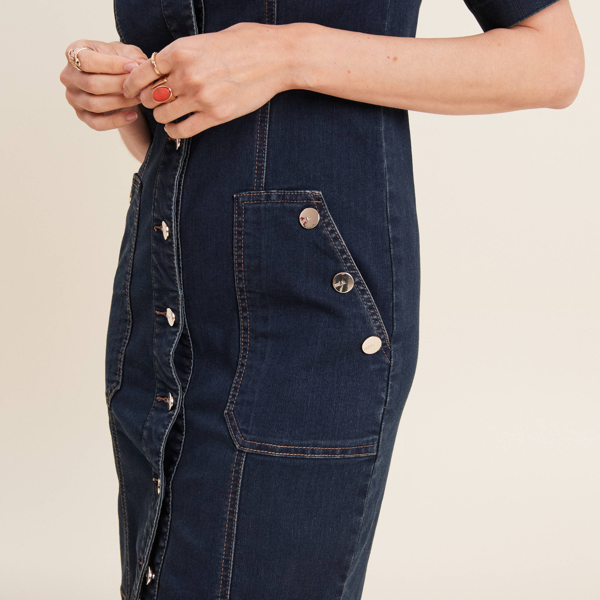 Robe droite en jean denim brut femme Vibs