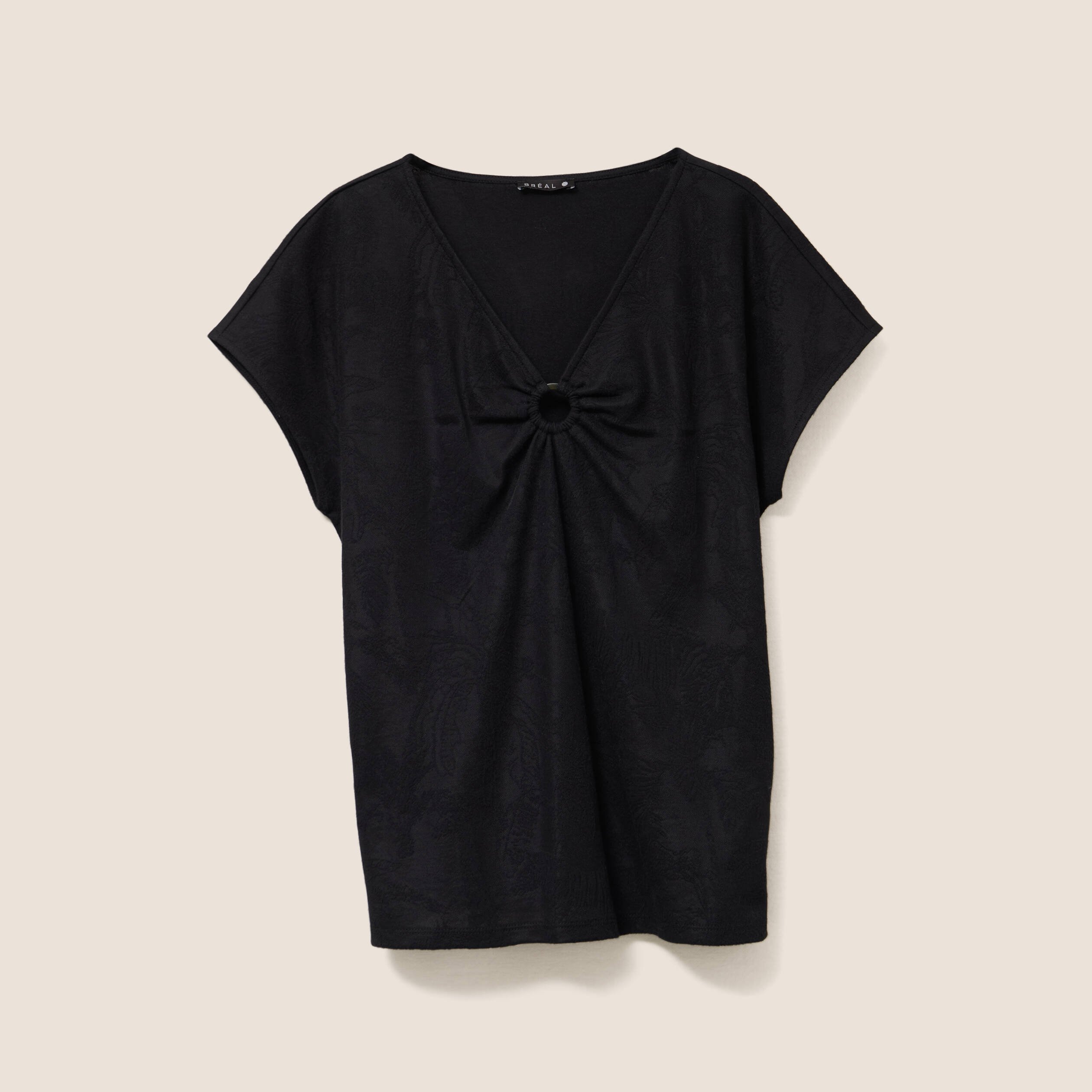 top col v manches courtes noir femme Top col V manches courtes noir femme